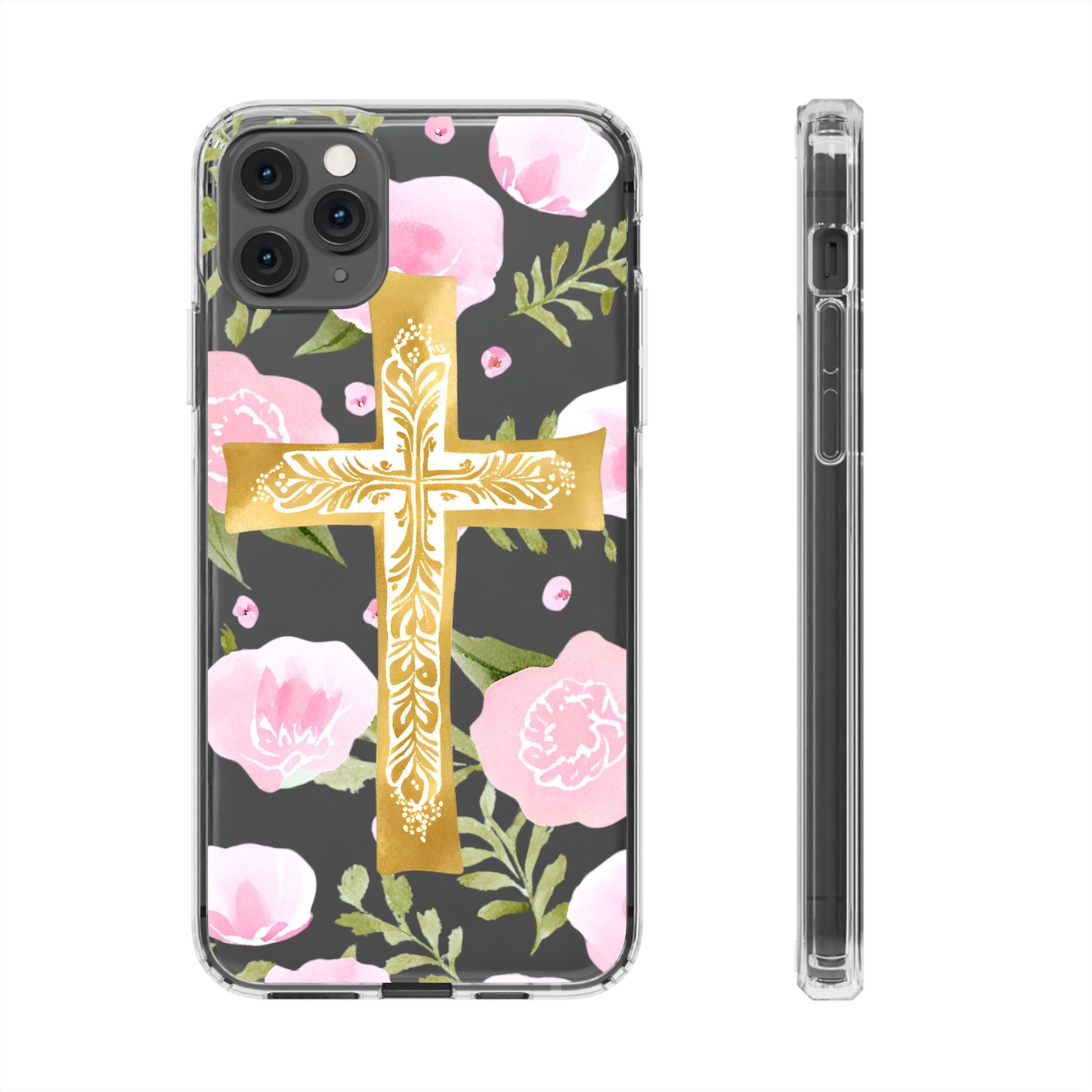 Gold Cross Clear Phone Case