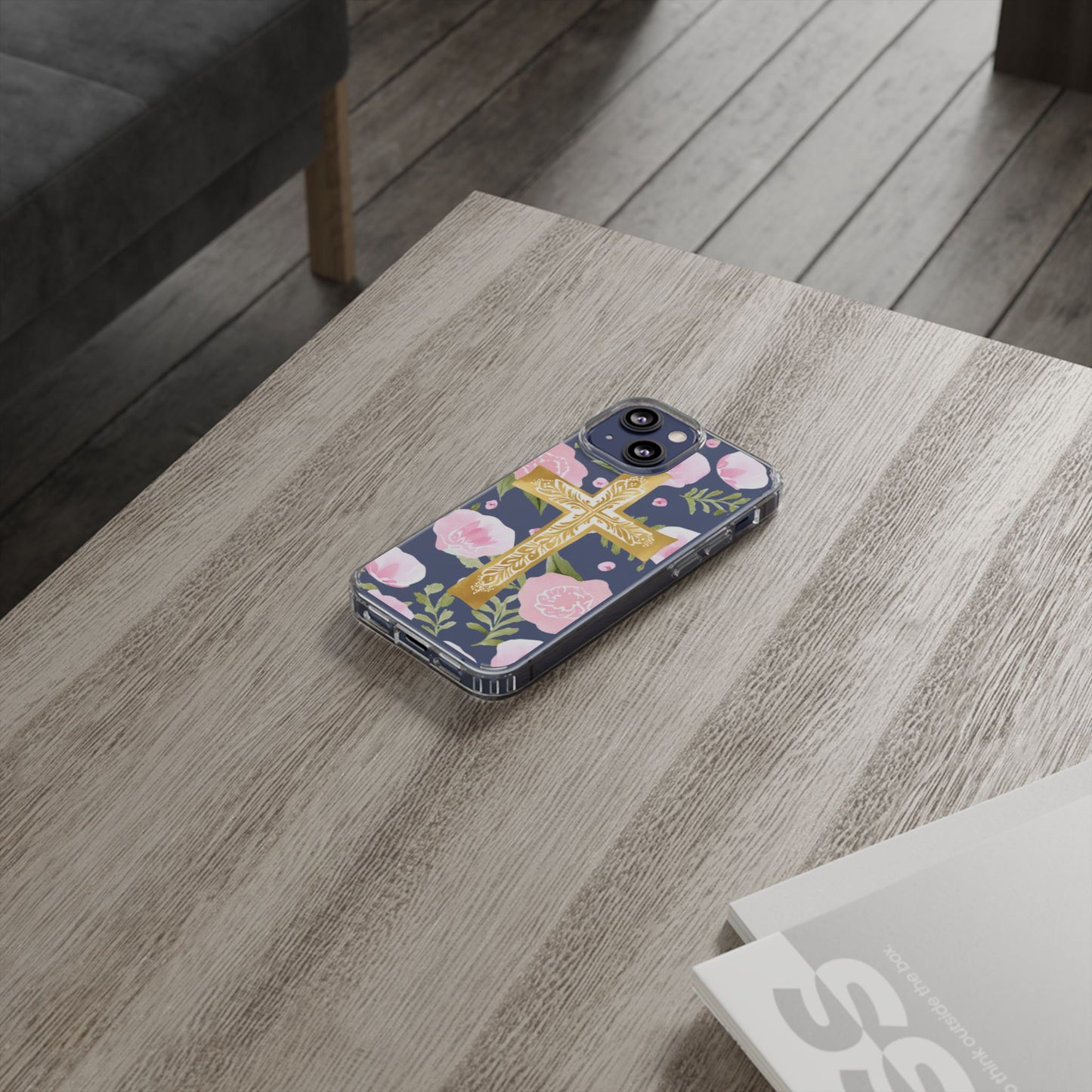 Gold Cross Clear Phone Case