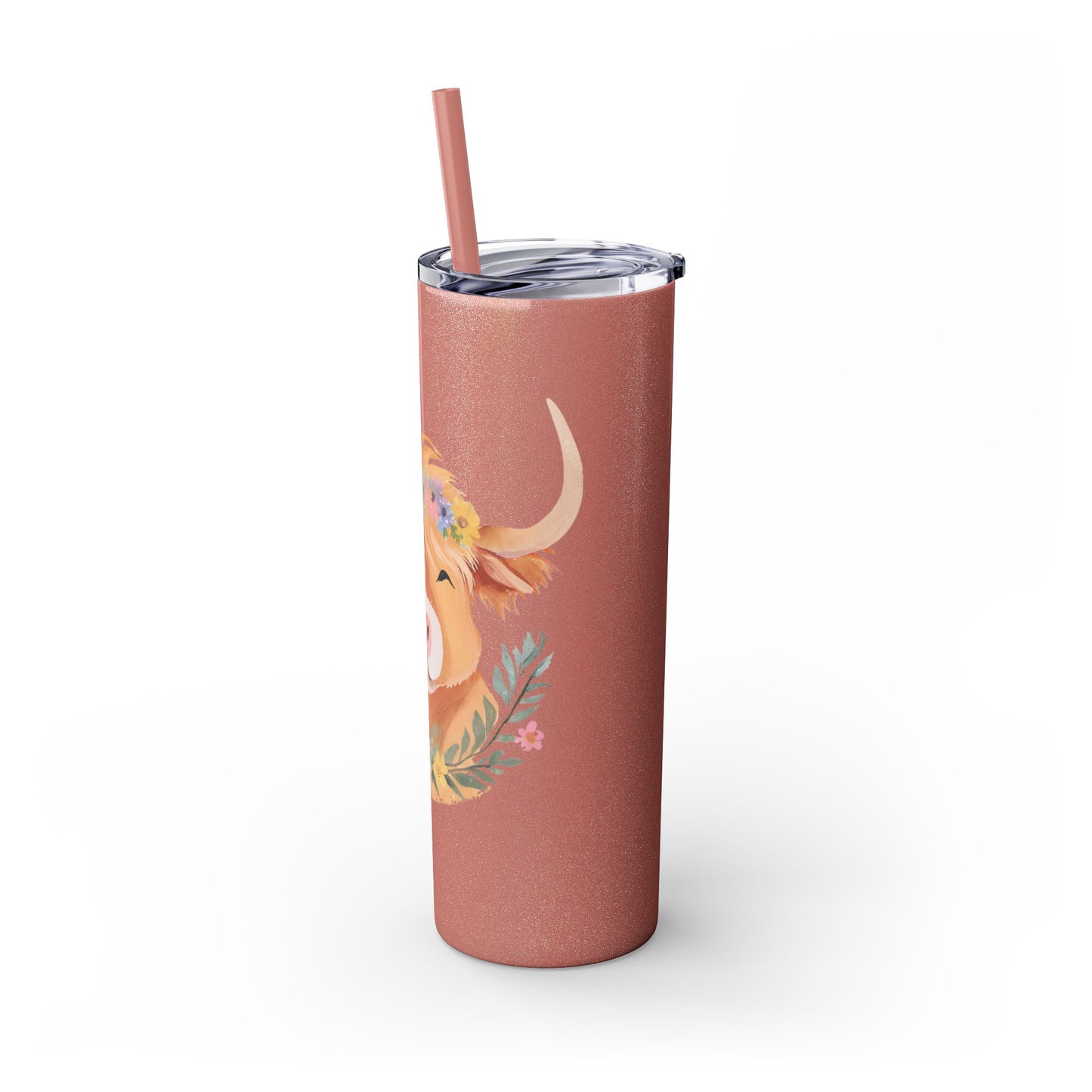 Highland Cow Skinny Tumbler with Straw, 20oz