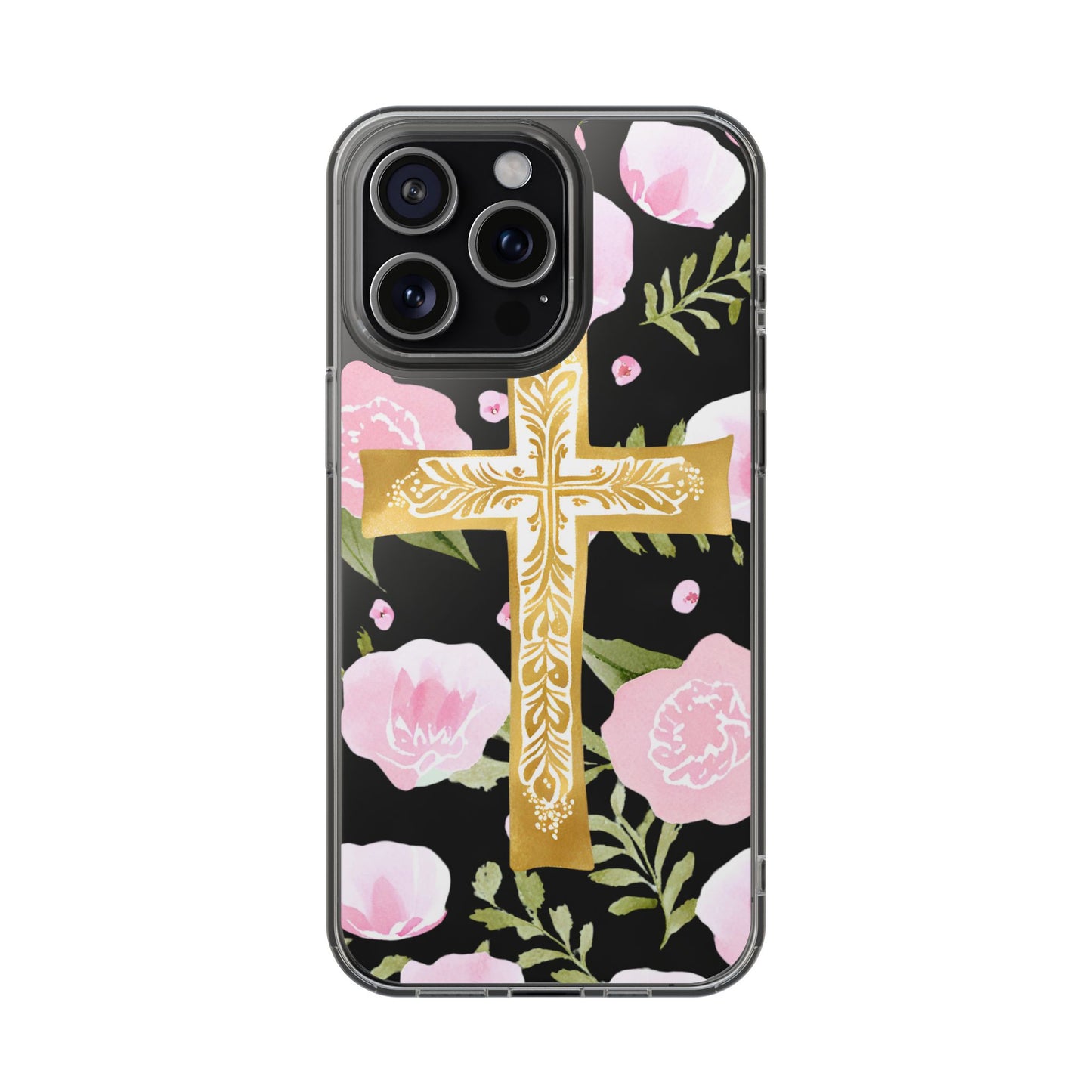 Gold Cross Clear Phone Case