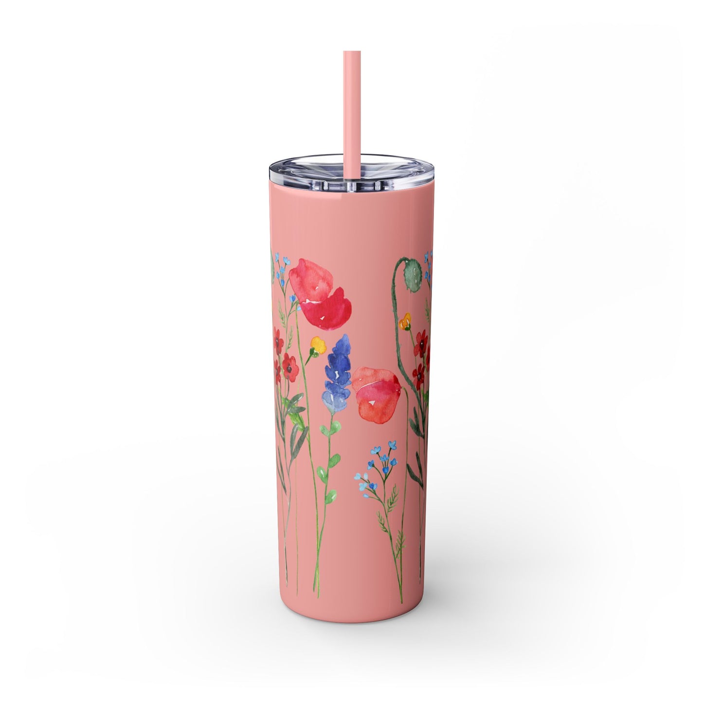 Wildflower Skinny Tumbler with Straw, 20oz