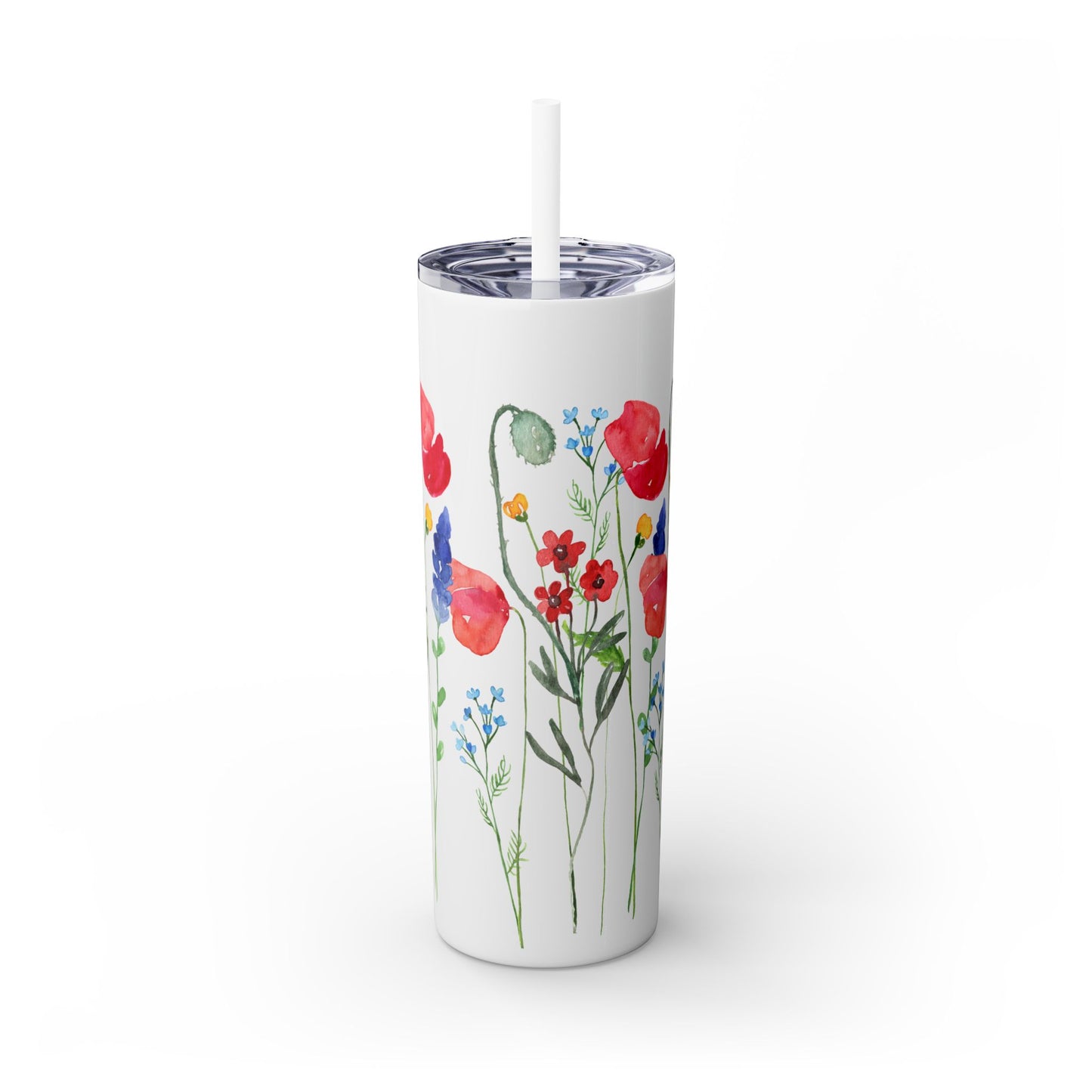 Wildflower Skinny Tumbler with Straw, 20oz
