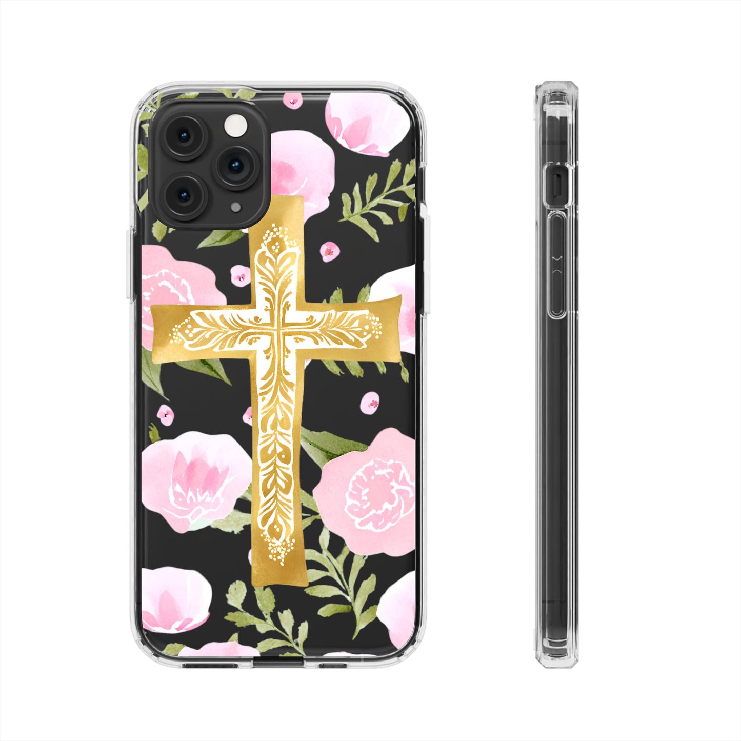 Gold Cross Clear Phone Case