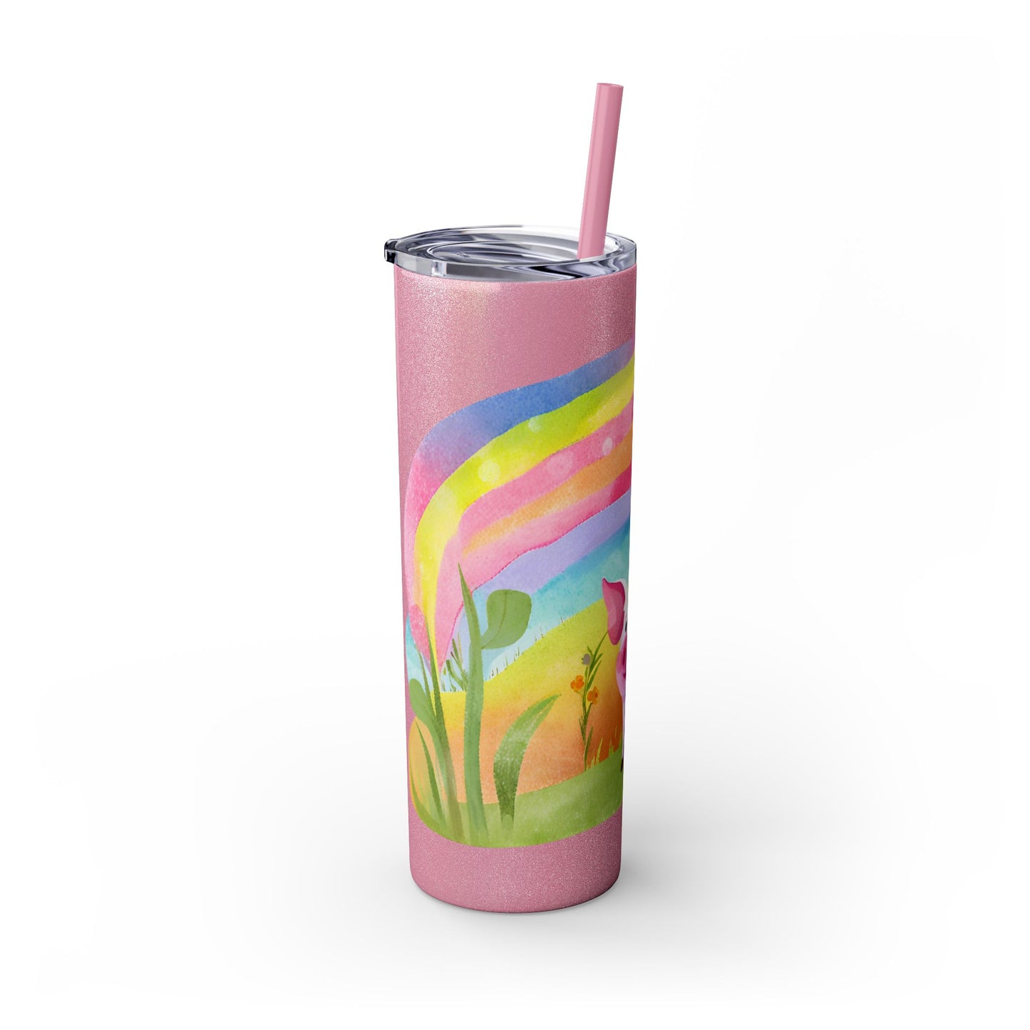 Rainbow Pig Tumbler with Straw, 20oz