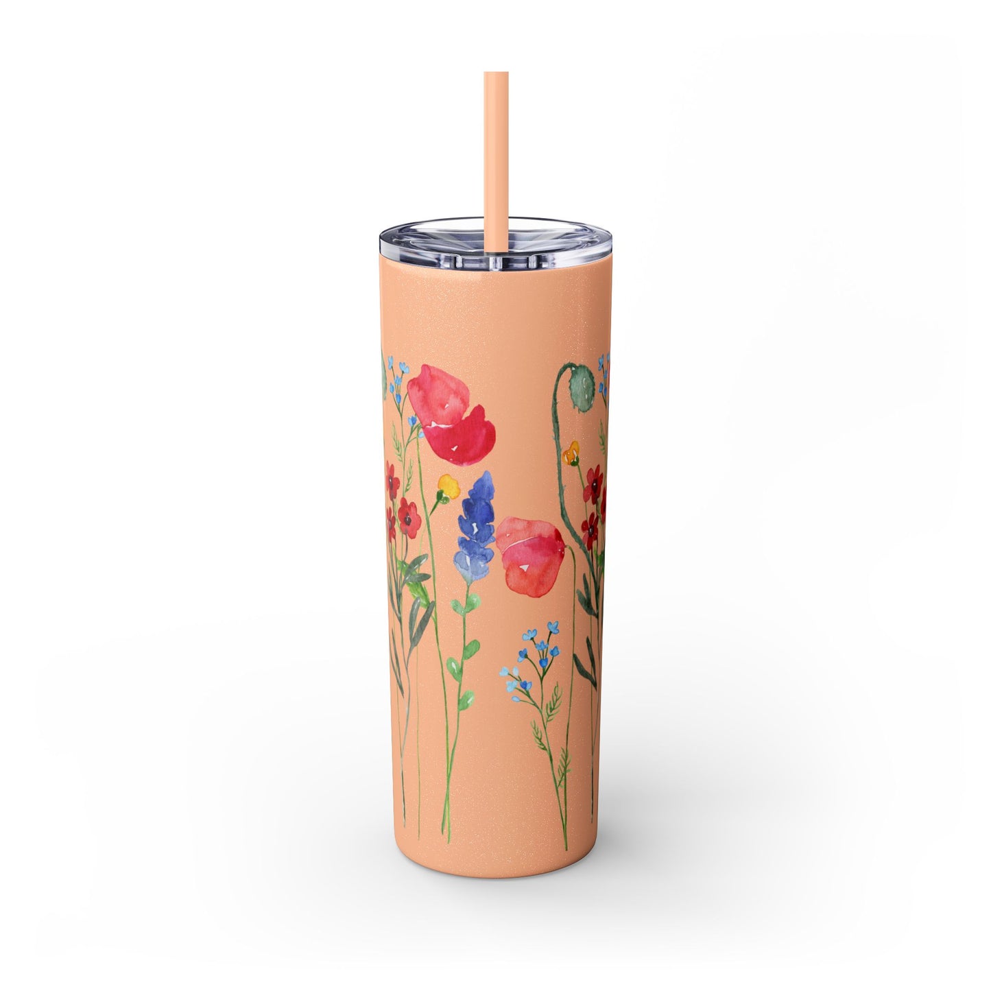 Wildflower Skinny Tumbler with Straw, 20oz