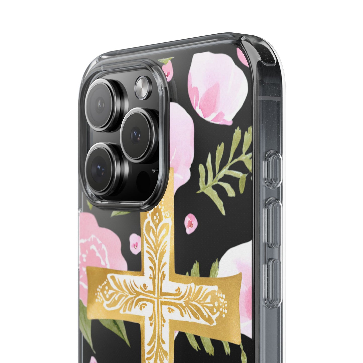 Gold Cross Clear Phone Case