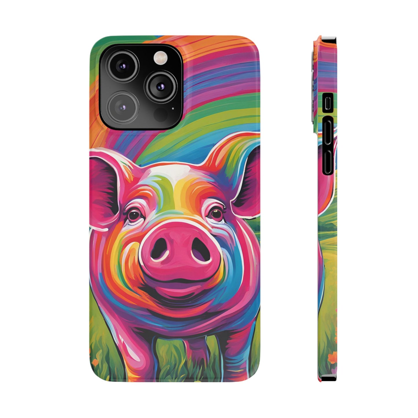 Rainbow Pig Slim Phone Case