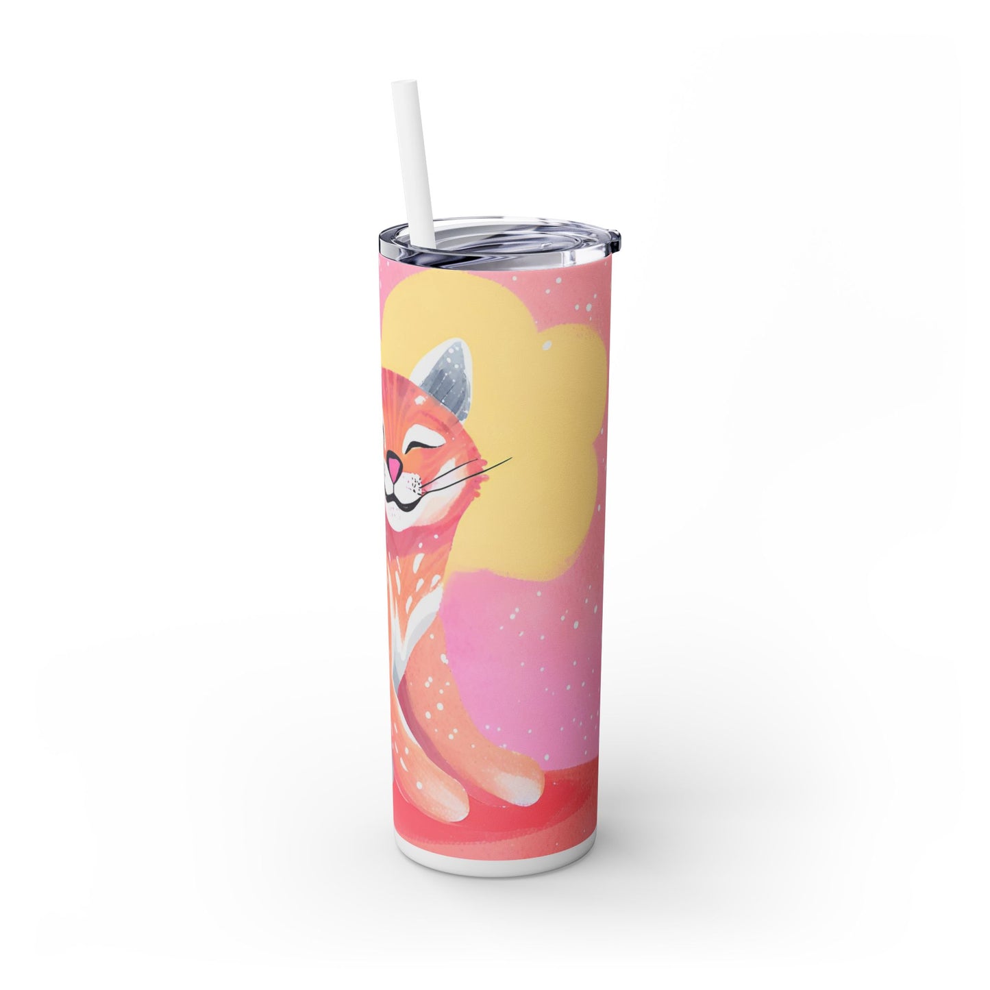 Bobcat Sunset Skinny Tumbler with Straw, 20oz