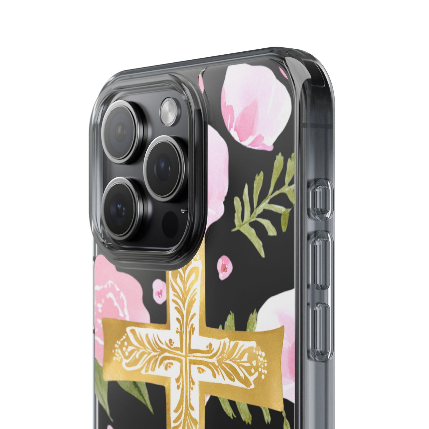 Gold Cross Clear Phone Case