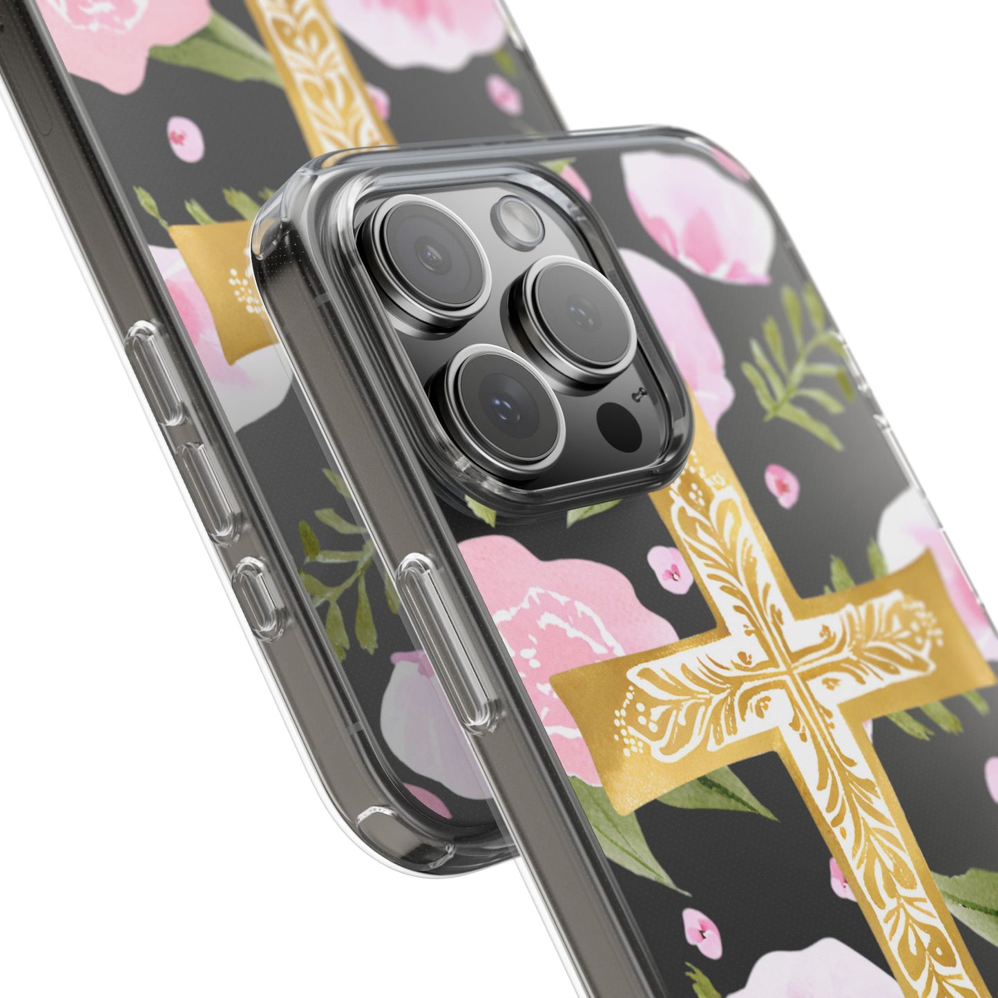 Gold Cross Clear Phone Case