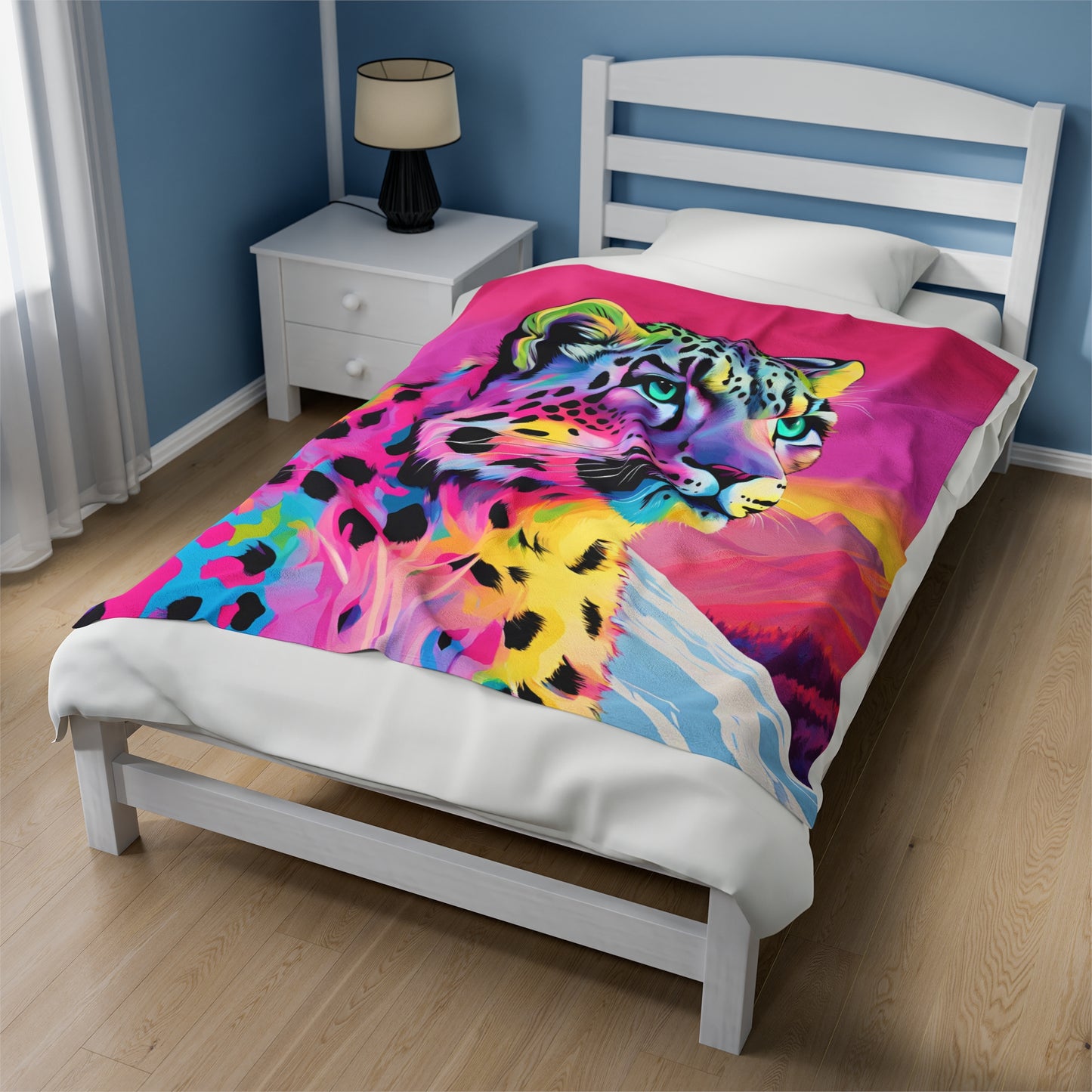 Rainbow Snow Leopard Plush Blanket