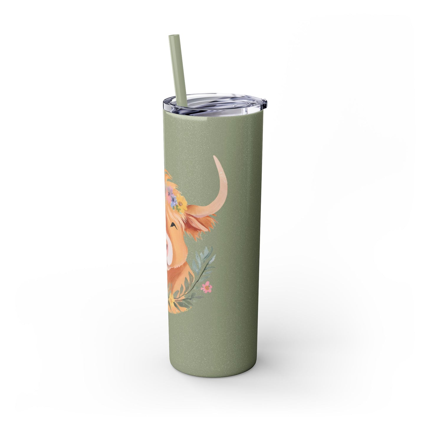 Highland Cow Skinny Tumbler with Straw, 20oz