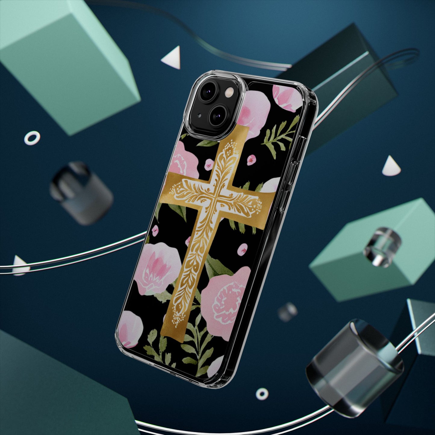 Gold Cross Clear Phone Case