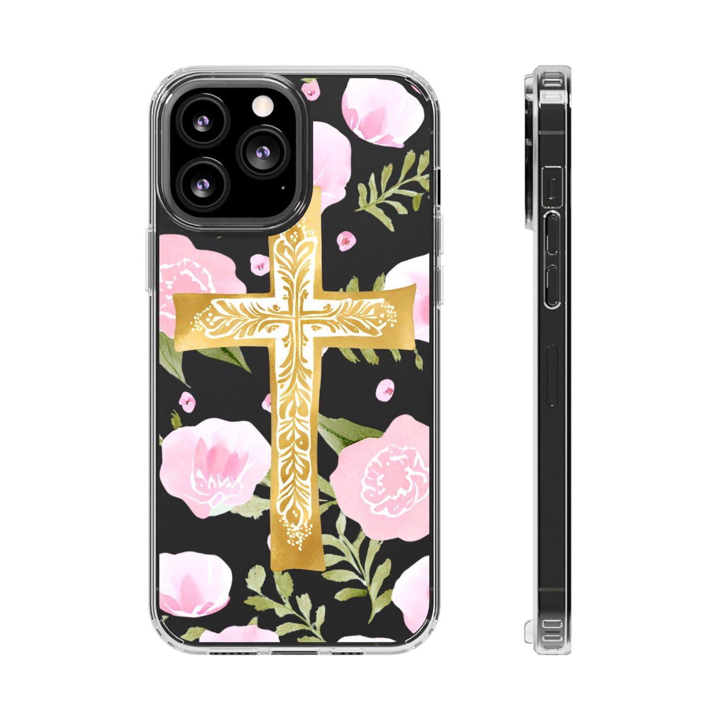 Gold Cross Clear Phone Case