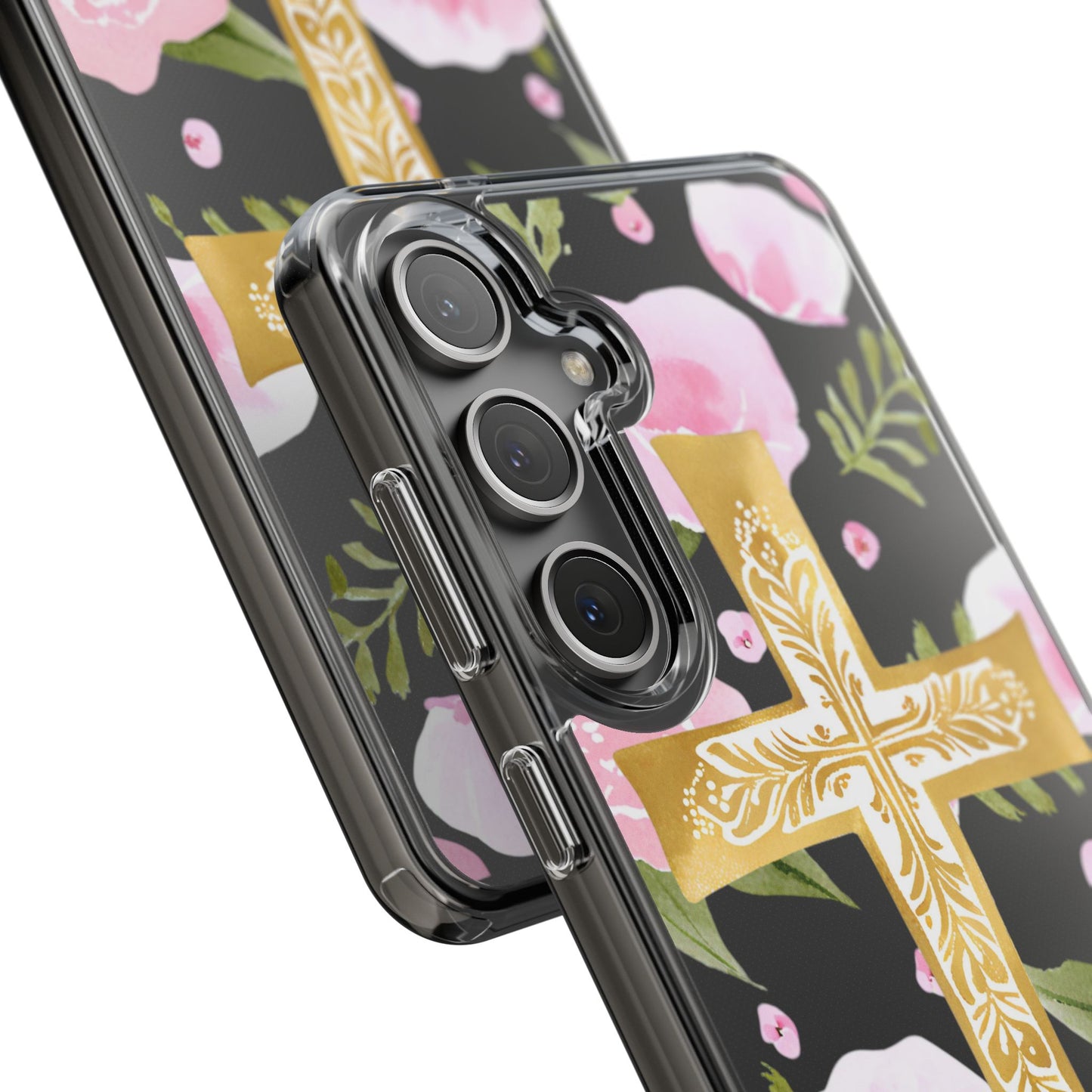 Gold Cross Clear Phone Case