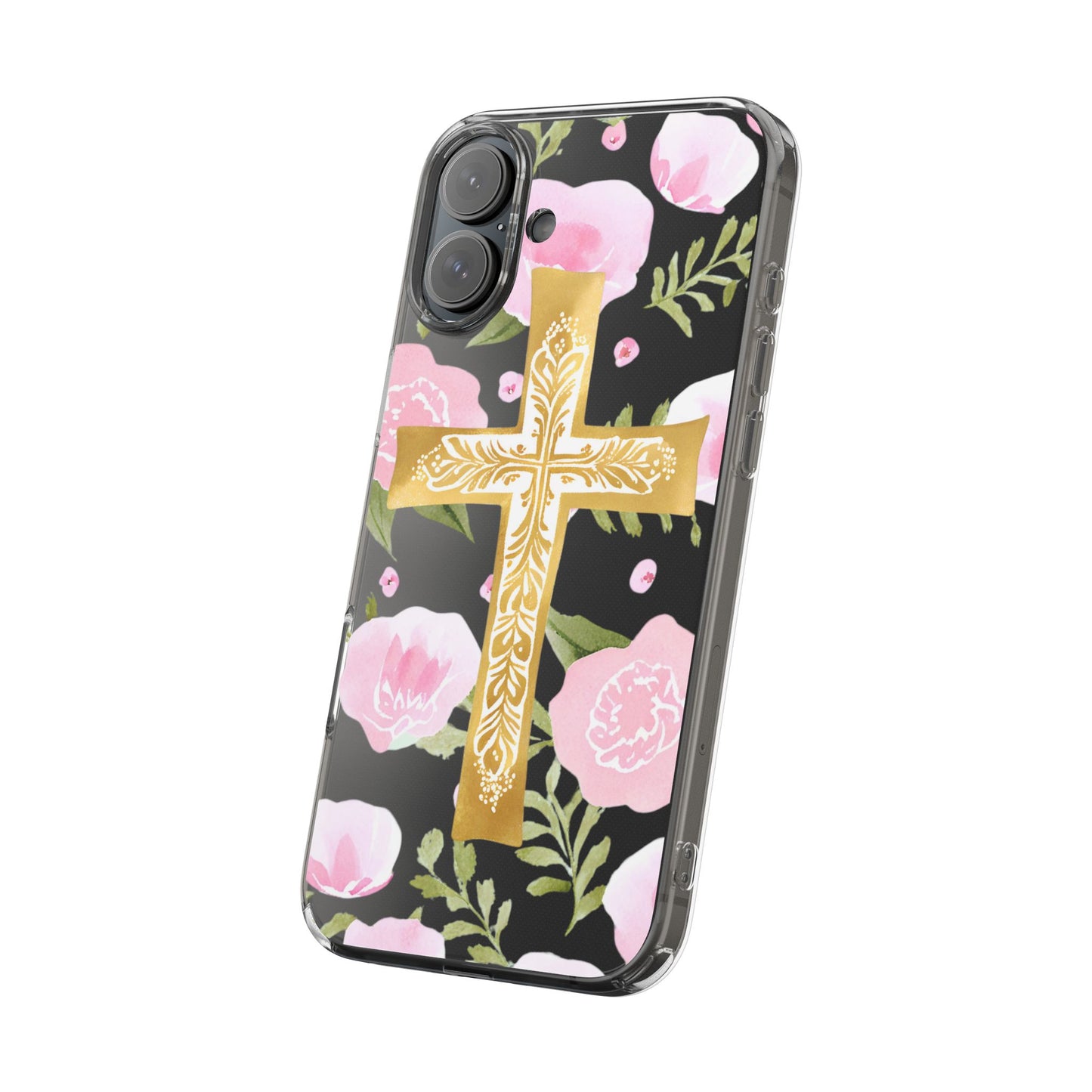 Gold Cross Clear Phone Case