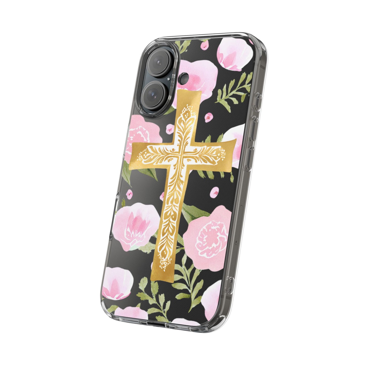 Gold Cross Clear Phone Case