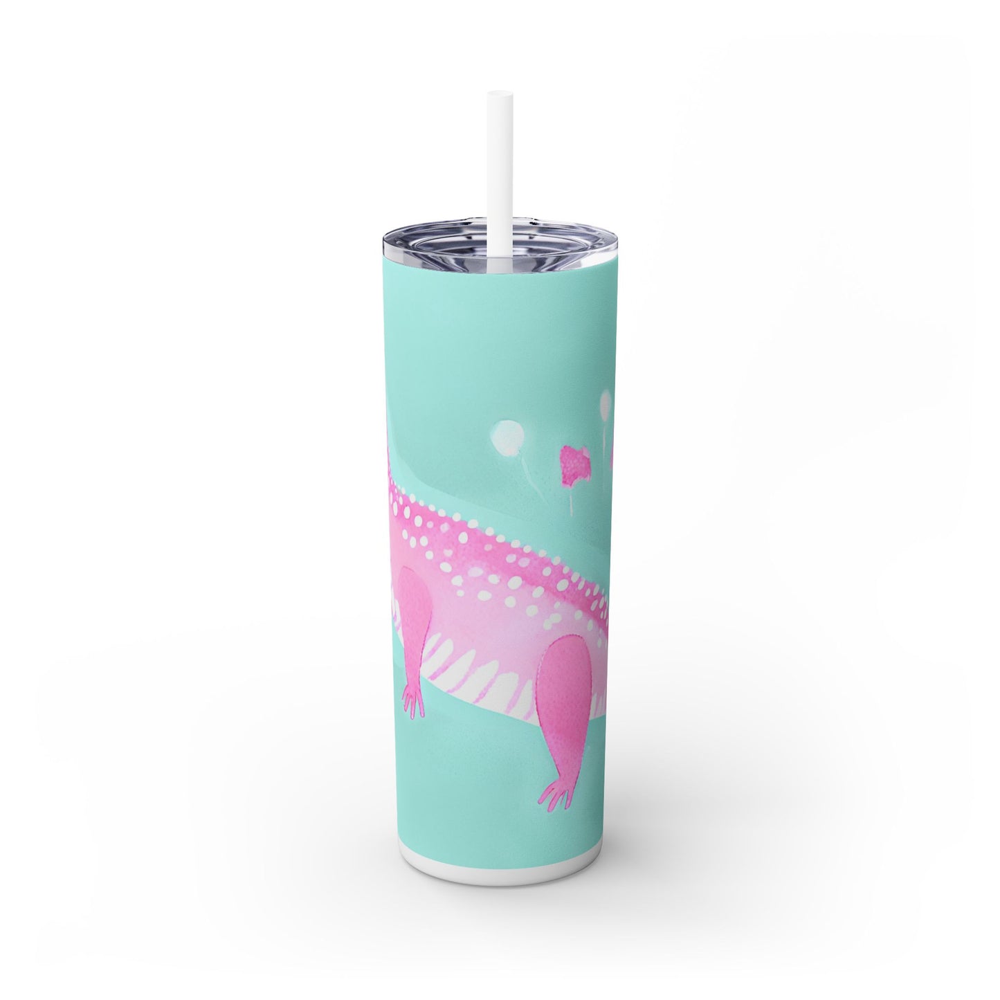 Happy Alligator Skinny Tumbler with Straw, 20oz