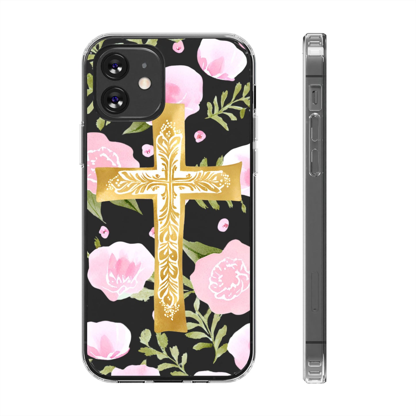 Gold Cross Clear Phone Case