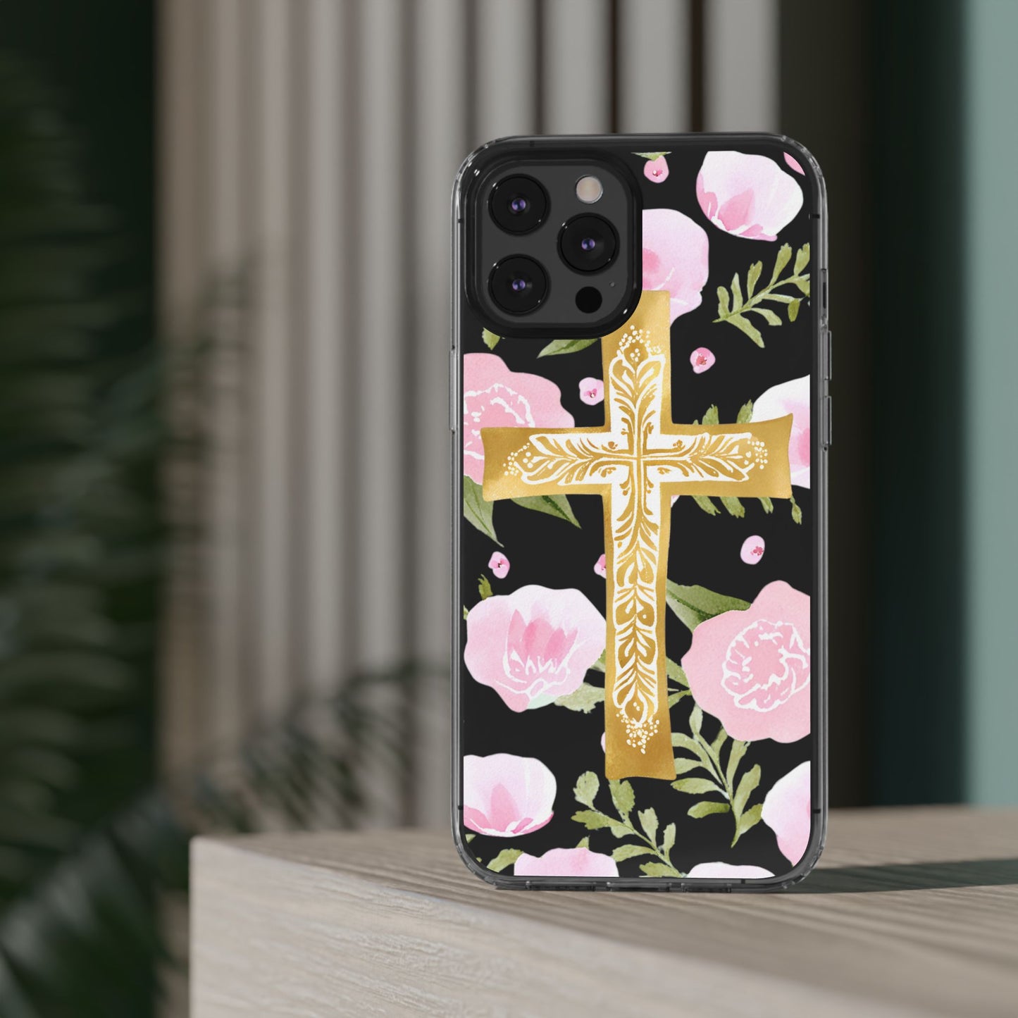 Gold Cross Clear Phone Case