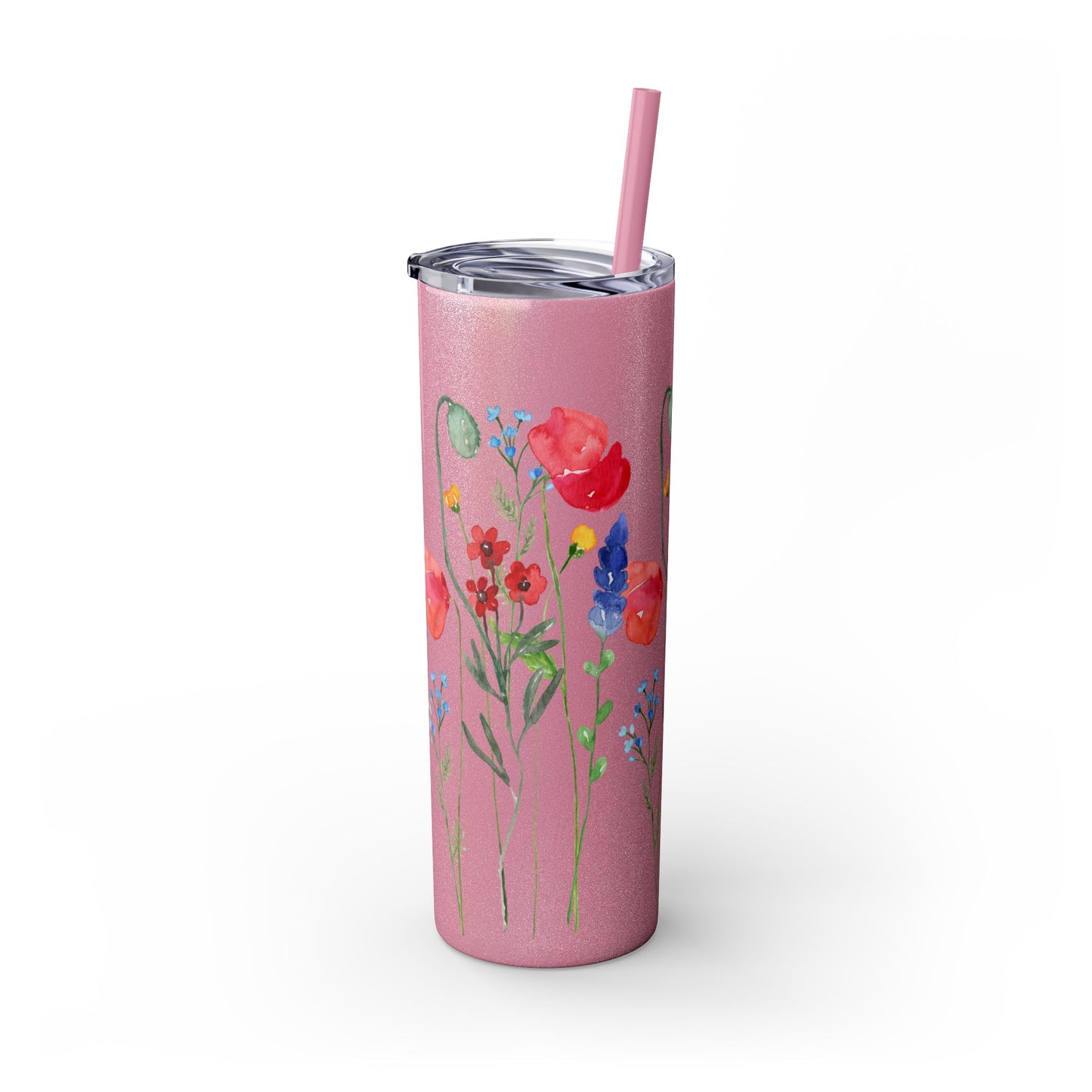 Wildflower Skinny Tumbler with Straw, 20oz