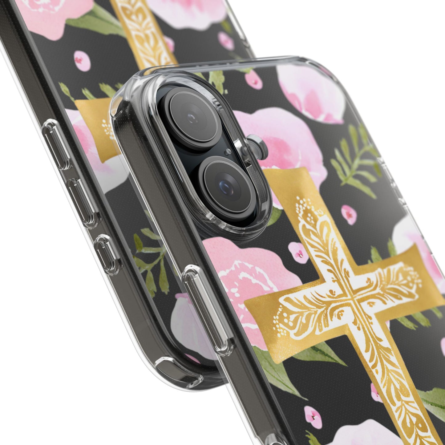 Gold Cross Clear Phone Case