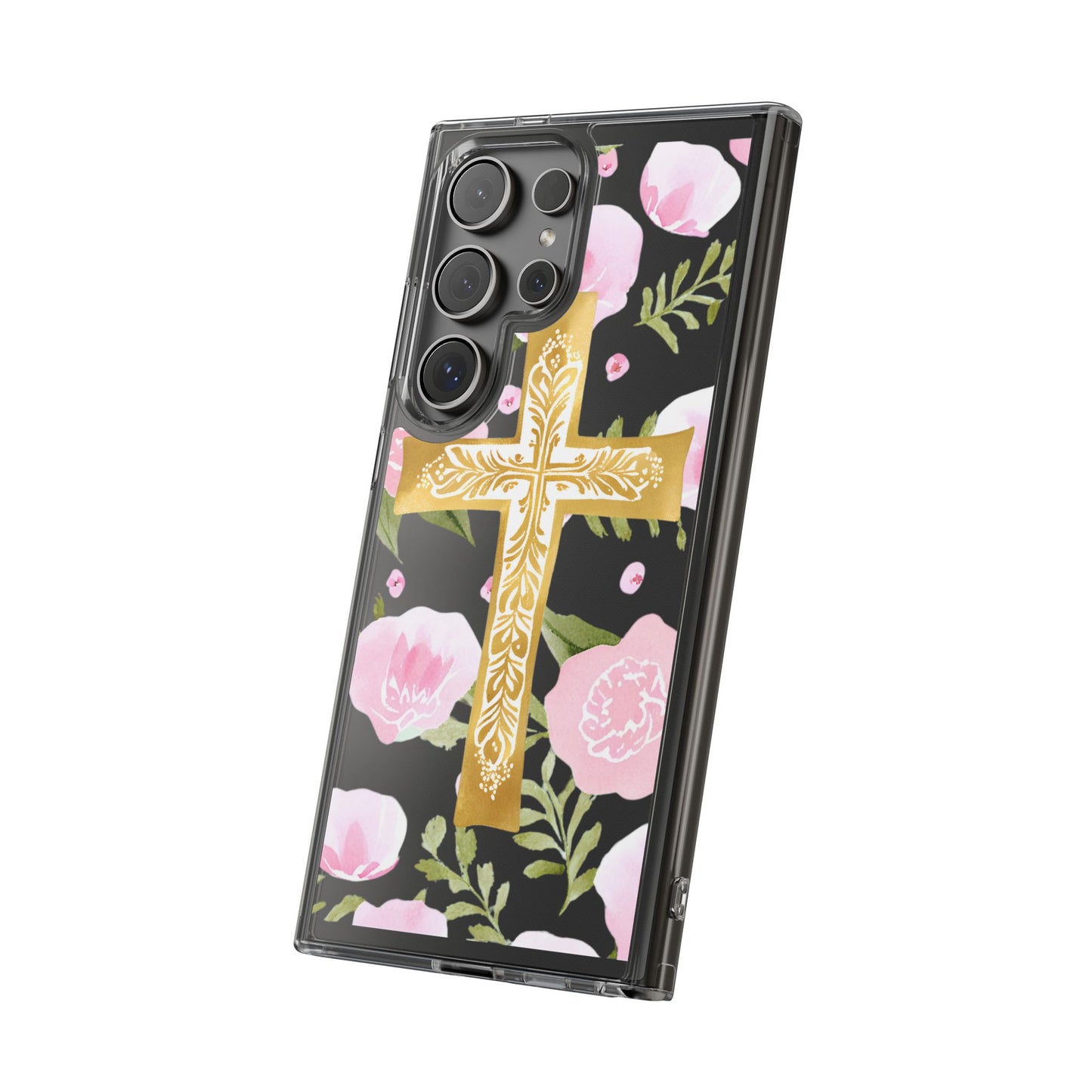 Gold Cross Clear Phone Case