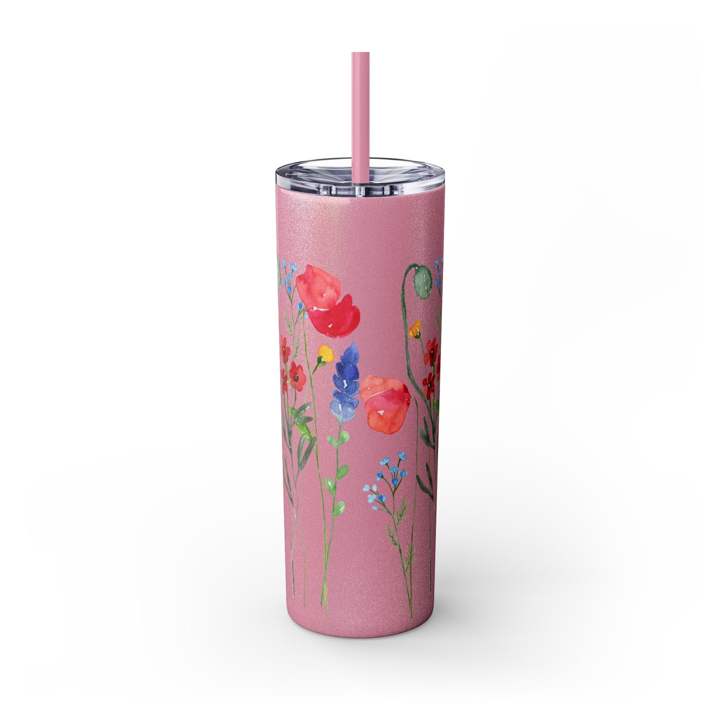 Wildflower Skinny Tumbler with Straw, 20oz
