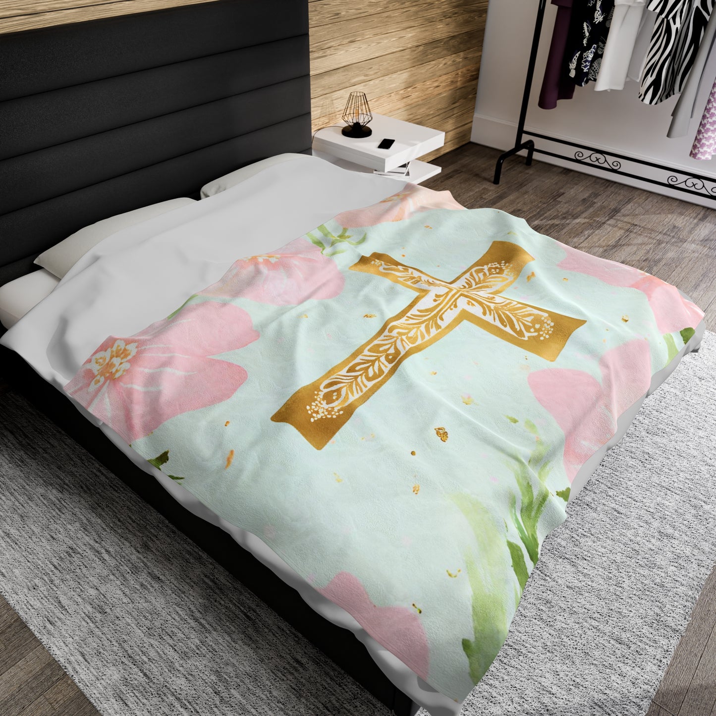 Gold Cross Plush Blanket