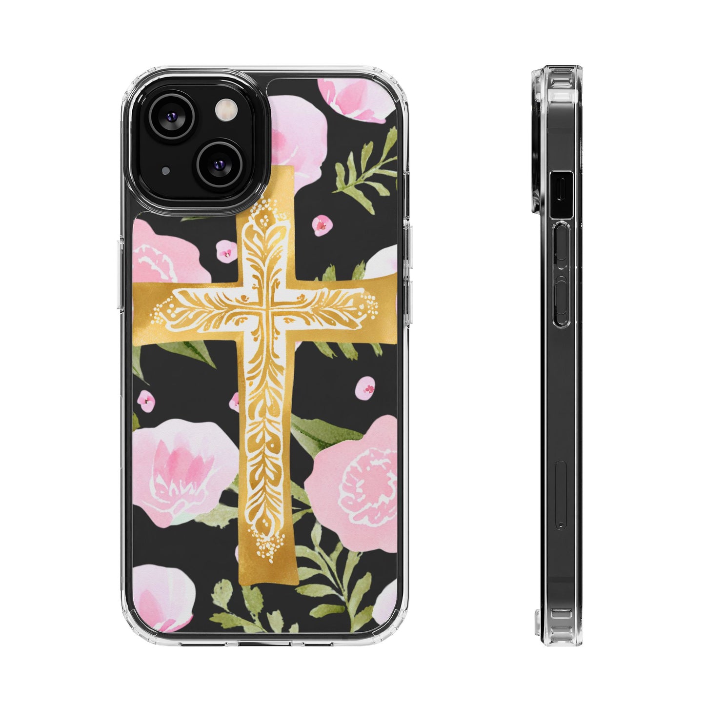 Gold Cross Clear Phone Case