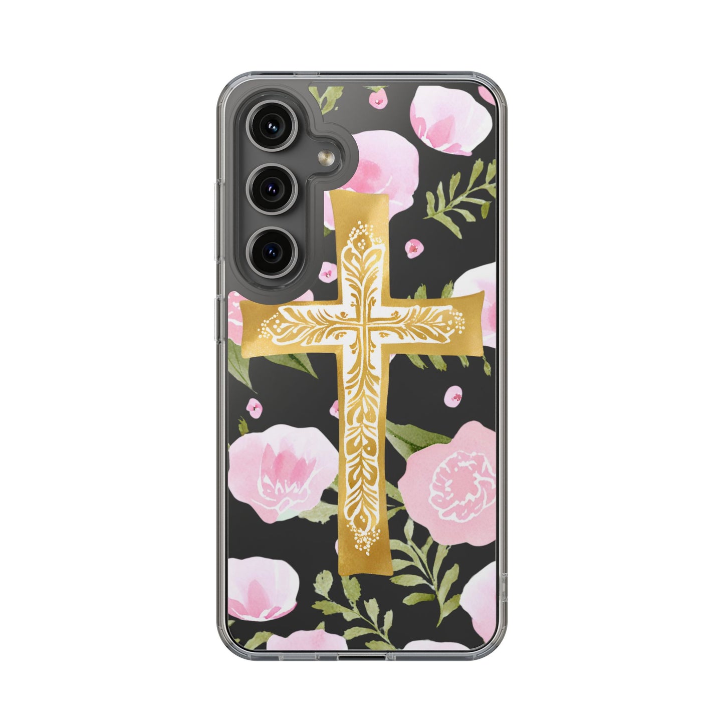 Gold Cross Clear Phone Case