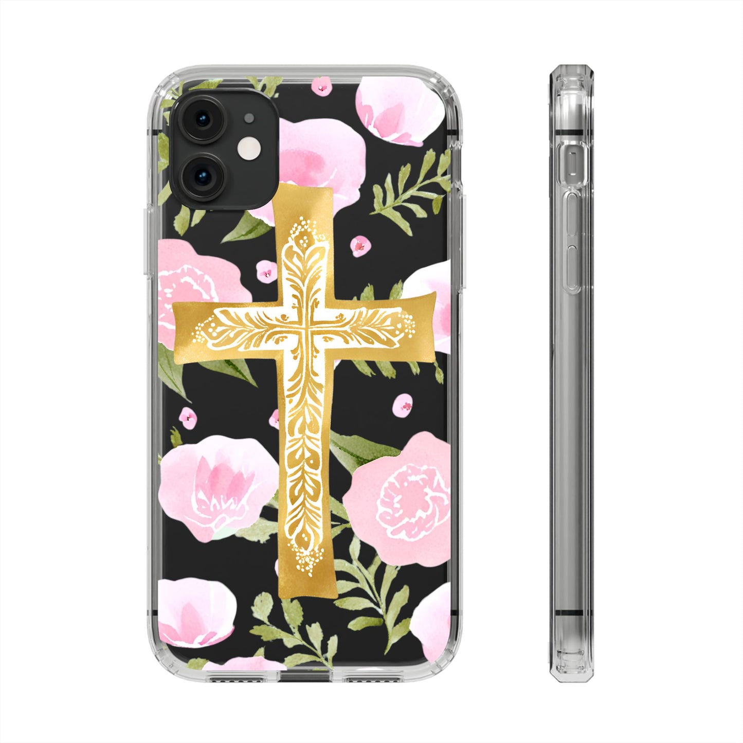 Gold Cross Clear Phone Case