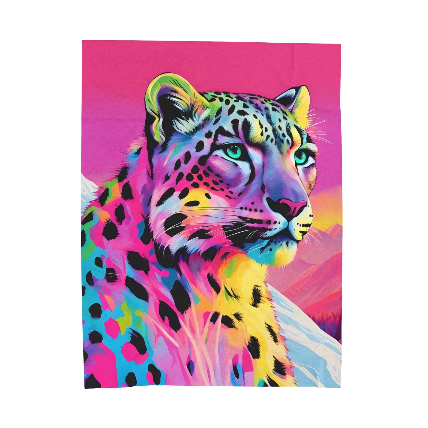 Rainbow Snow Leopard Plush Blanket