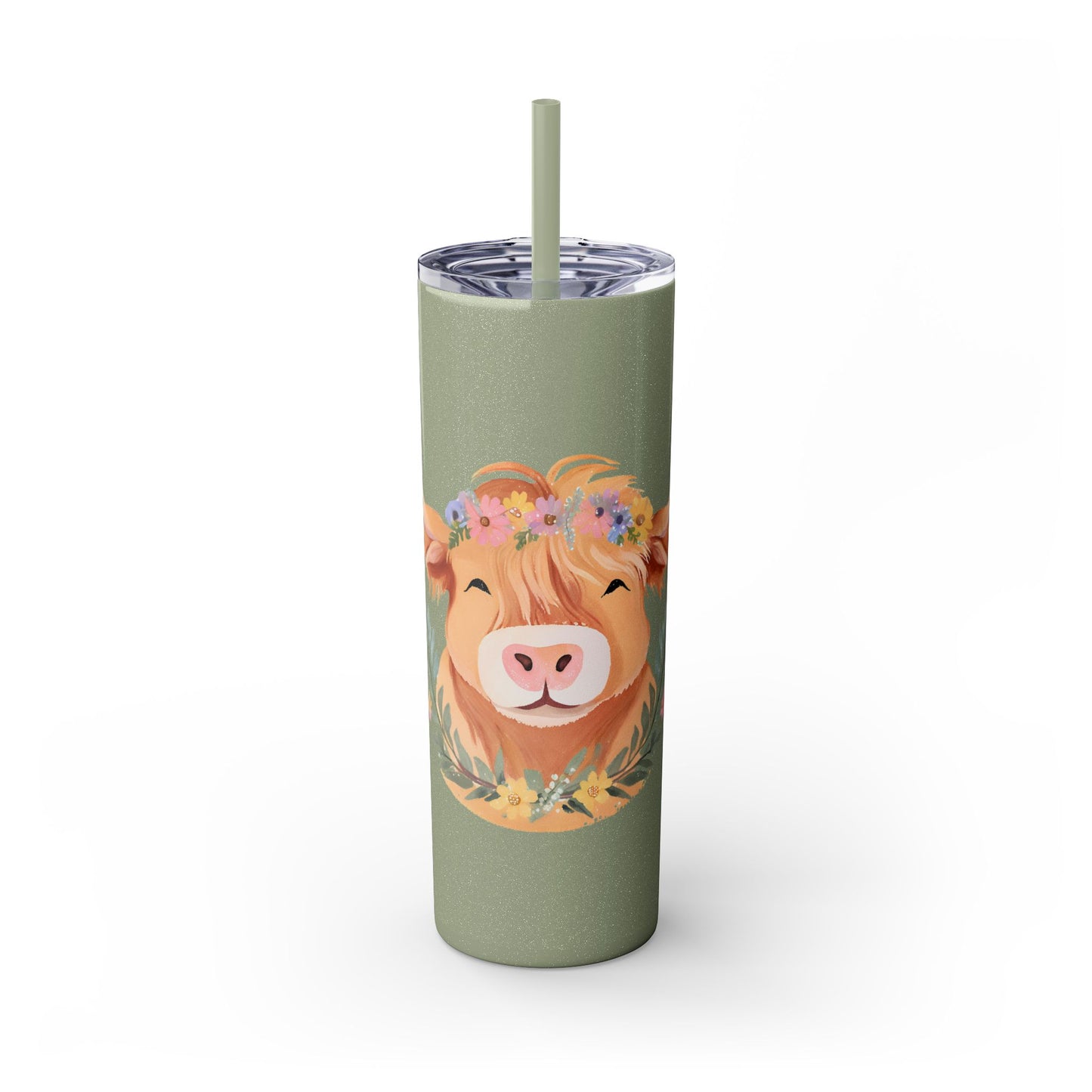 Highland Cow Skinny Tumbler with Straw, 20oz
