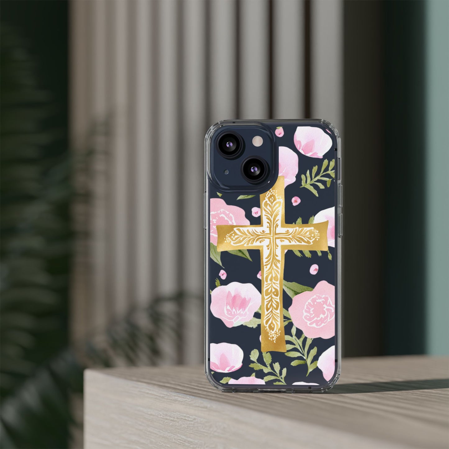 Gold Cross Clear Phone Case