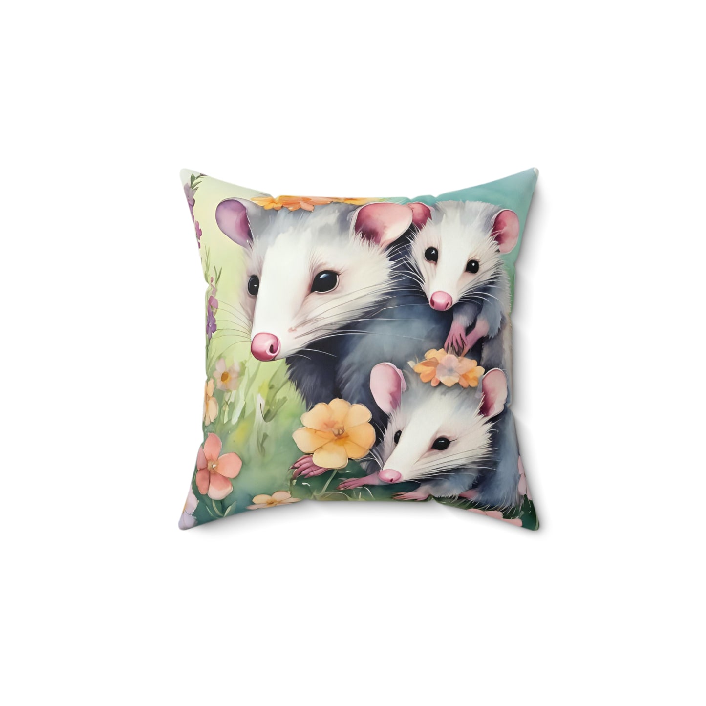Opossum Family Pillow
