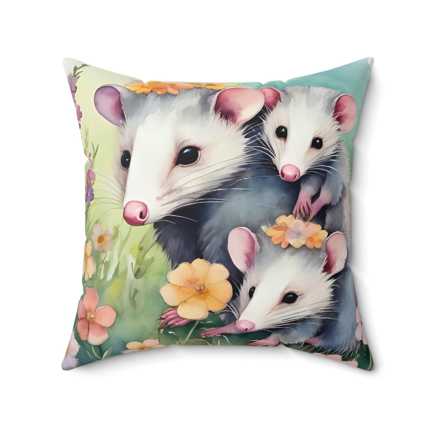 Opossum Family Pillow