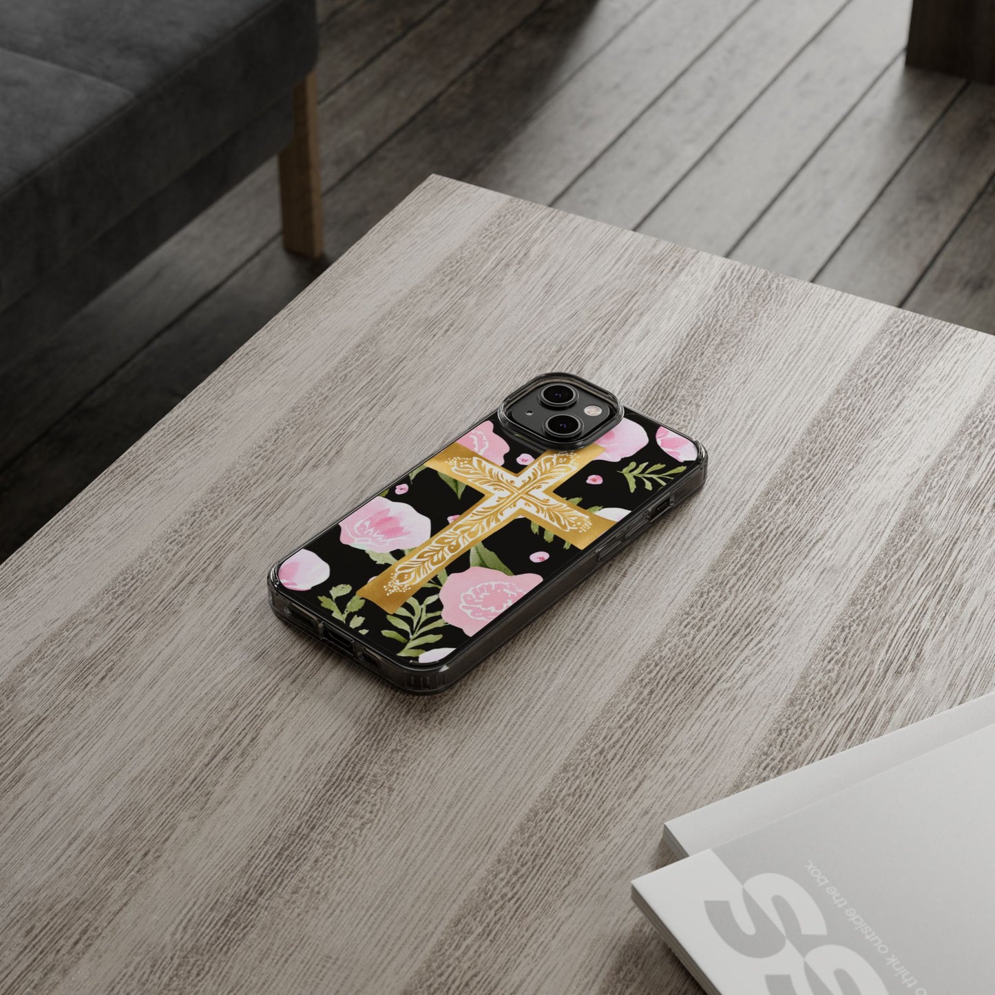 Gold Cross Clear Phone Case