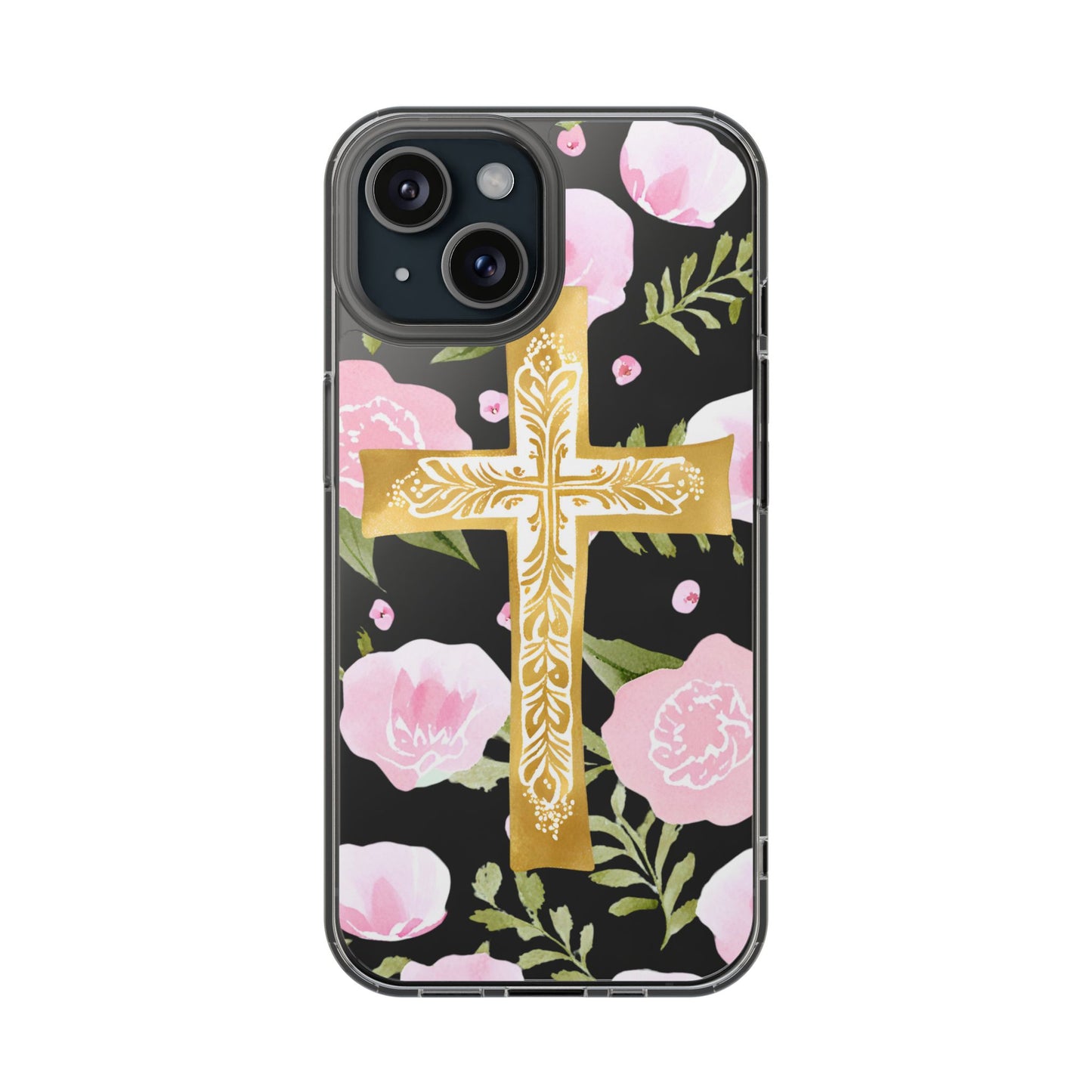 Gold Cross Clear Phone Case