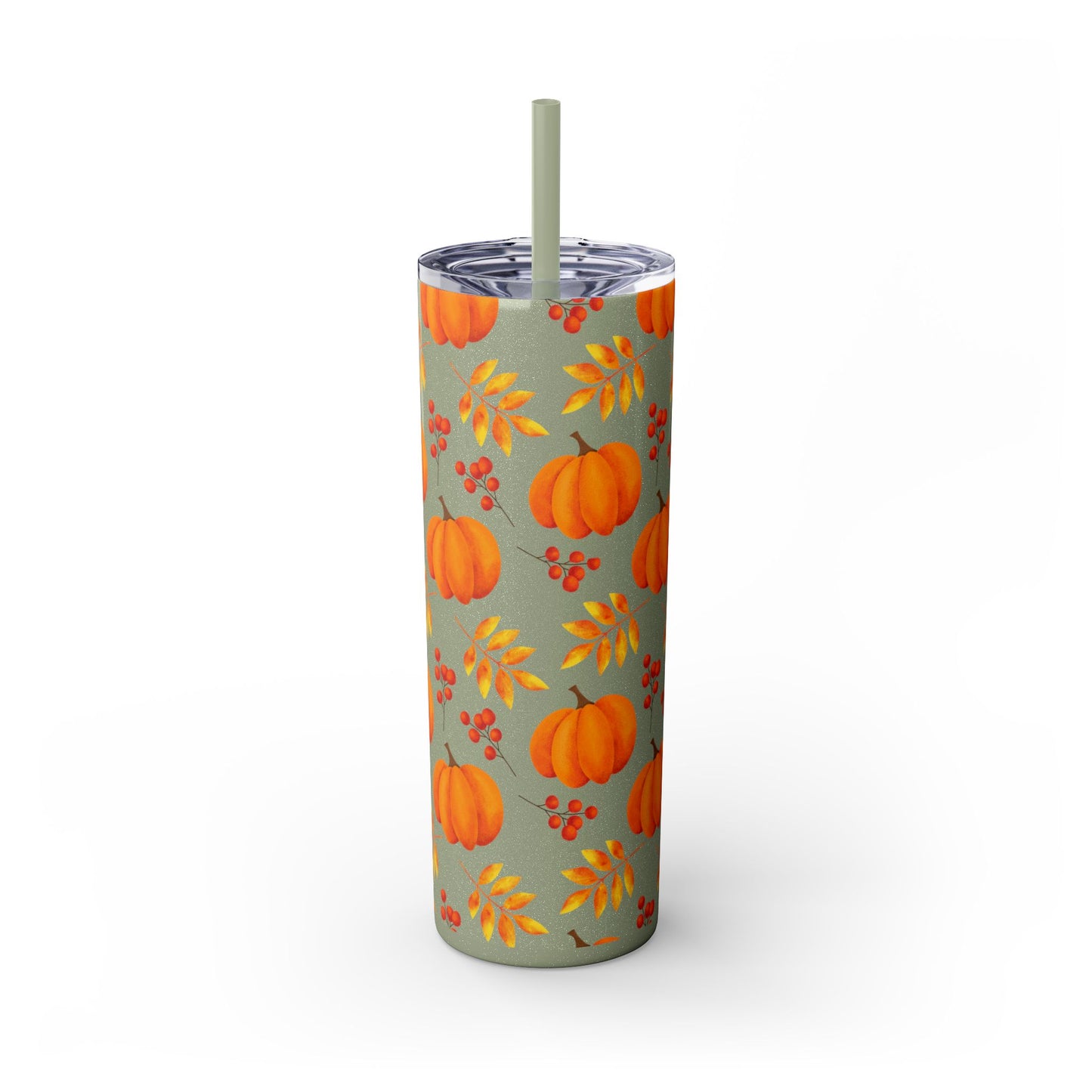 Pumpkin Skinny Tumbler with Straw, 20oz