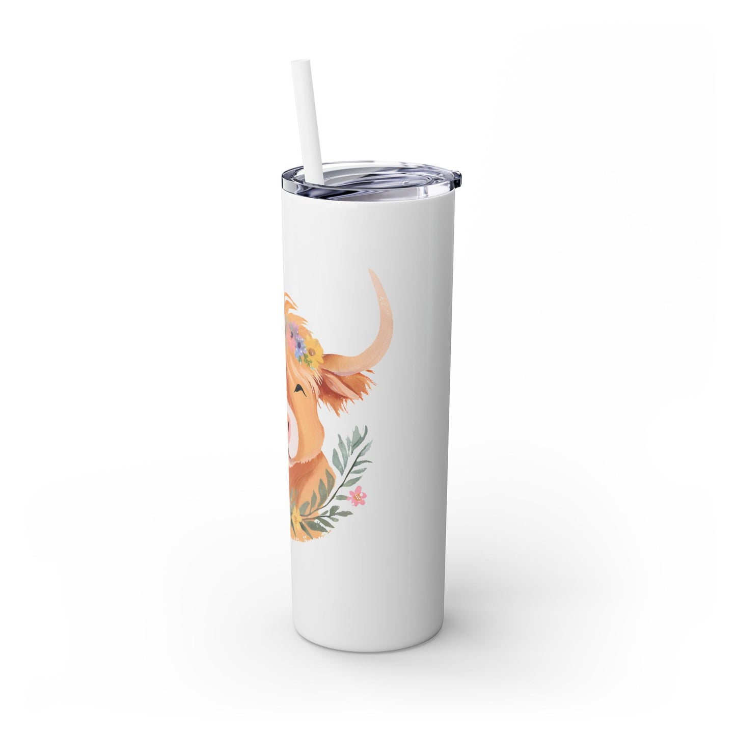 Highland Cow Skinny Tumbler with Straw, 20oz
