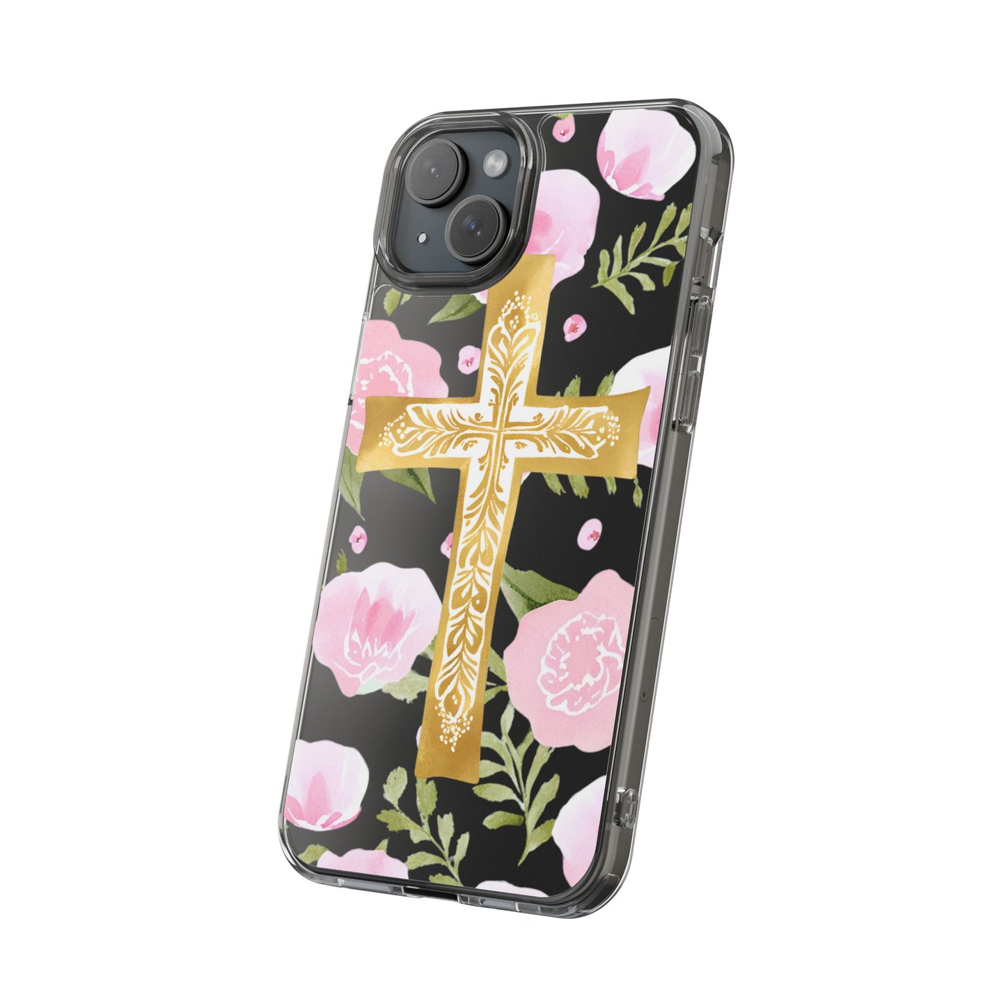Gold Cross Clear Phone Case