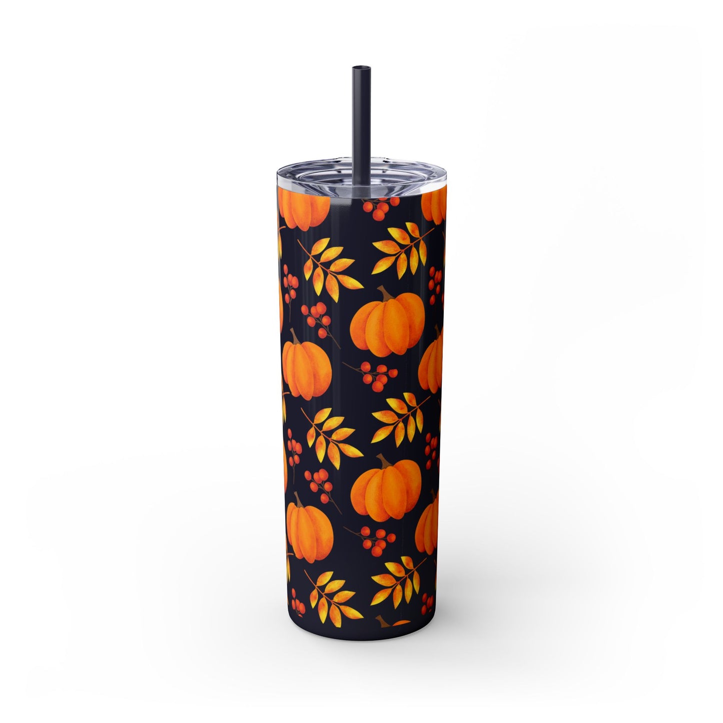 Pumpkin Skinny Tumbler with Straw, 20oz
