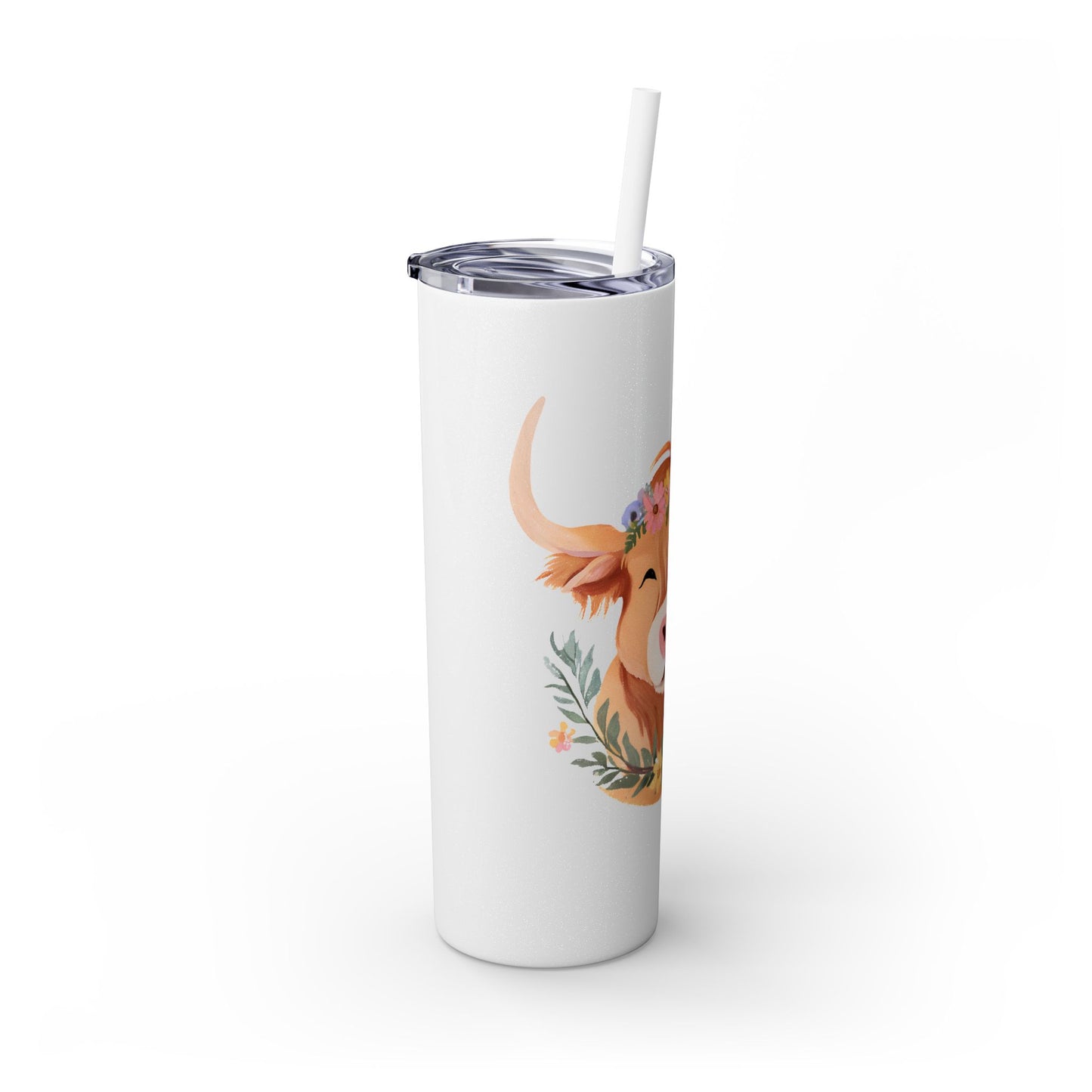 Highland Cow Skinny Tumbler with Straw, 20oz