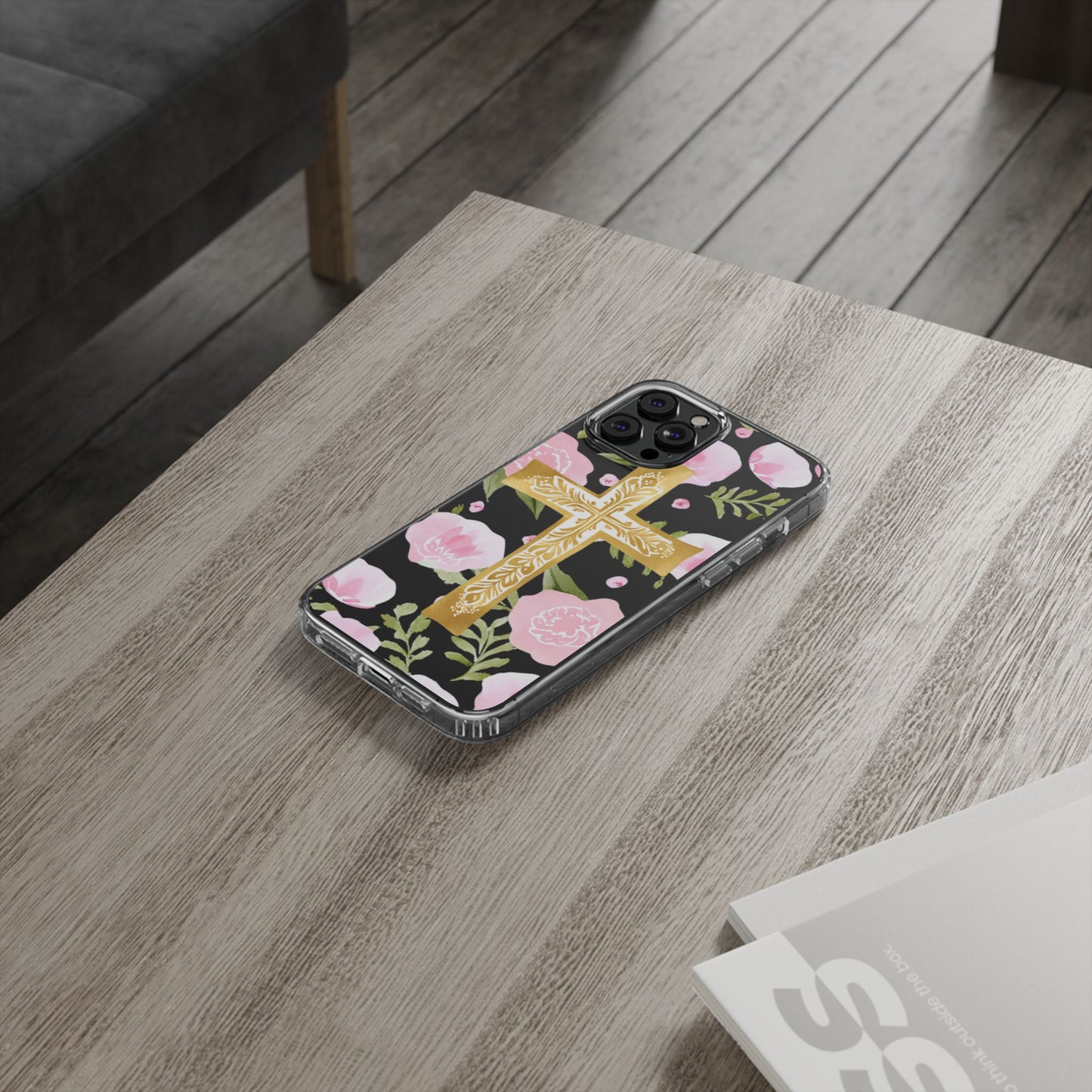Gold Cross Clear Phone Case