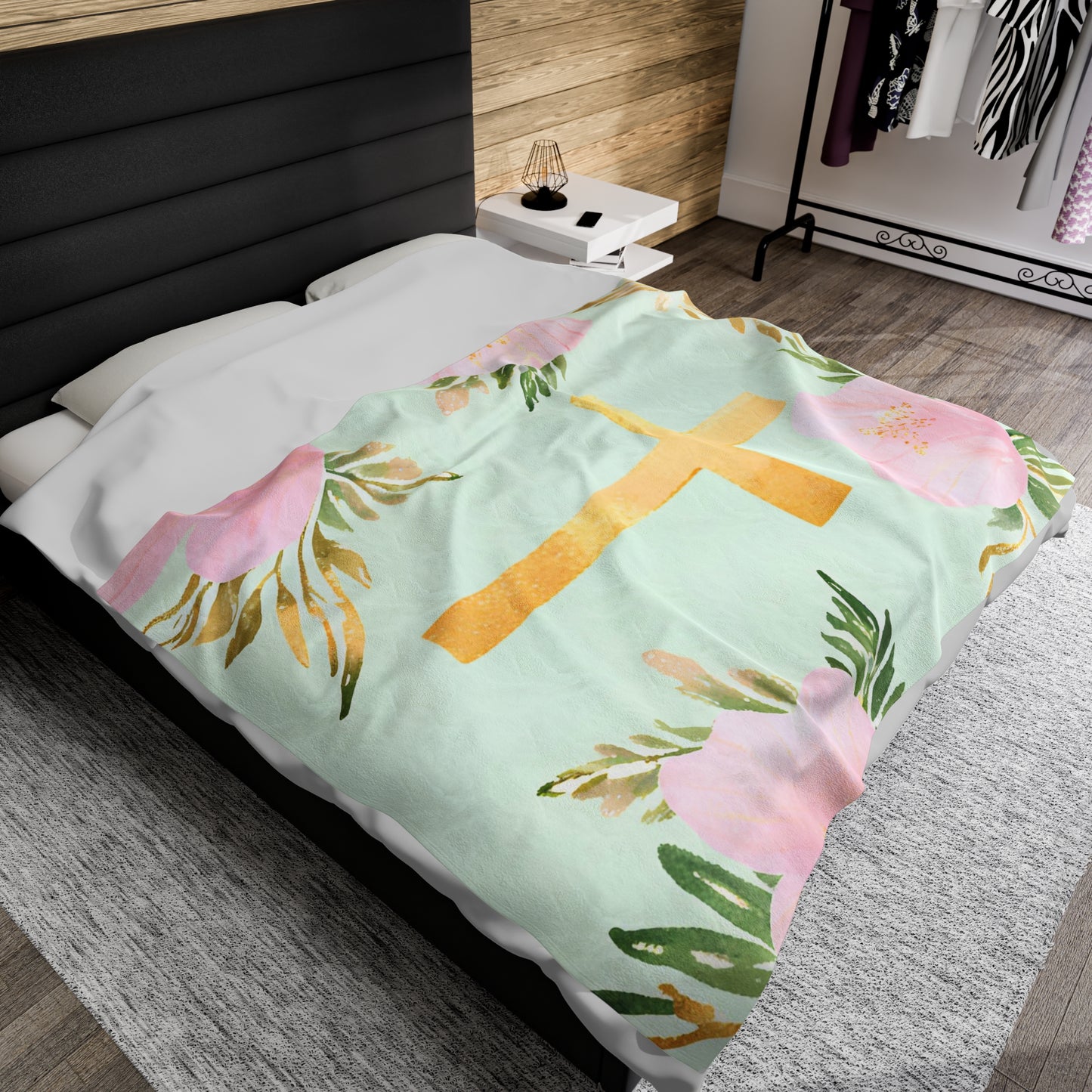 Gold Cross Plush Blanket