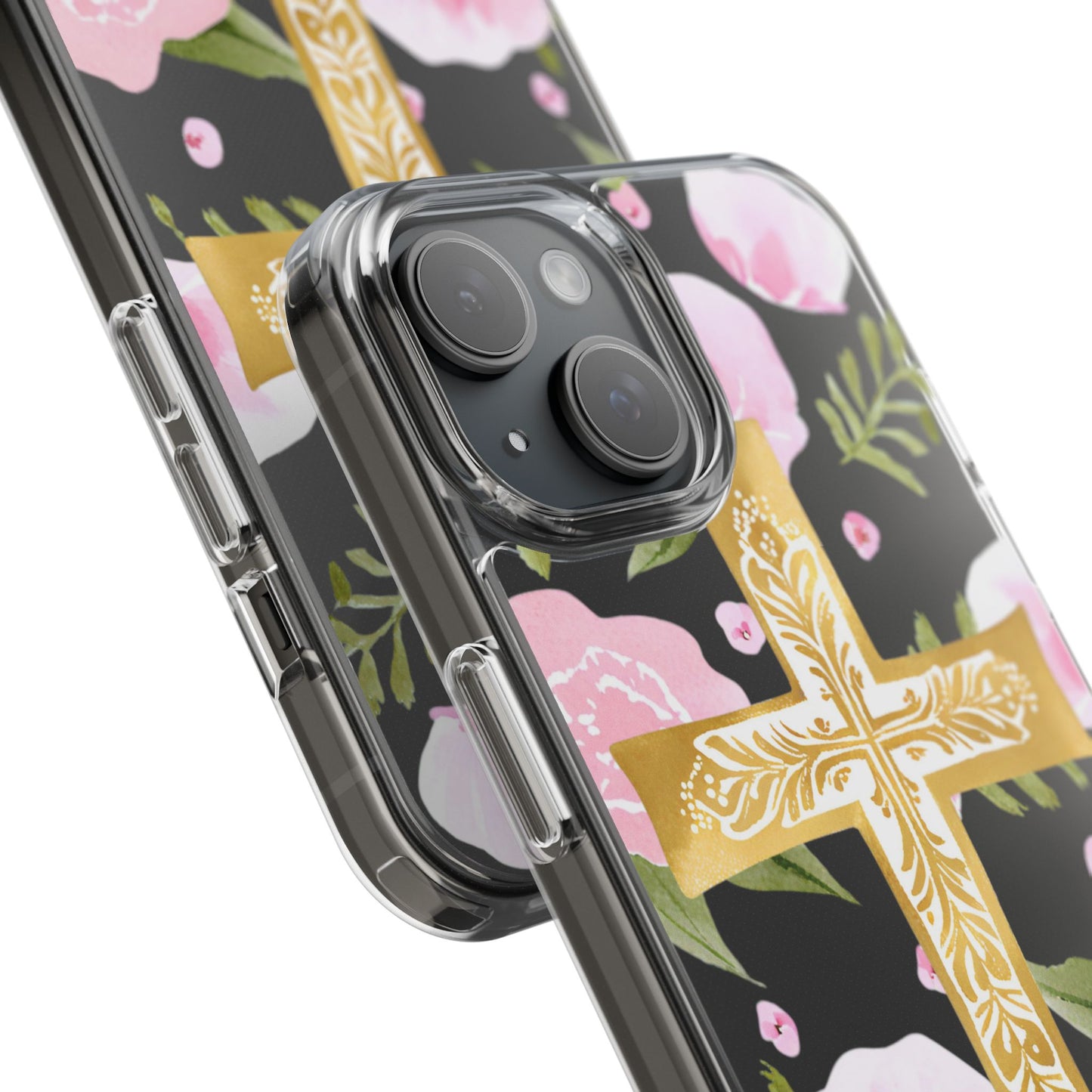 Gold Cross Clear Phone Case