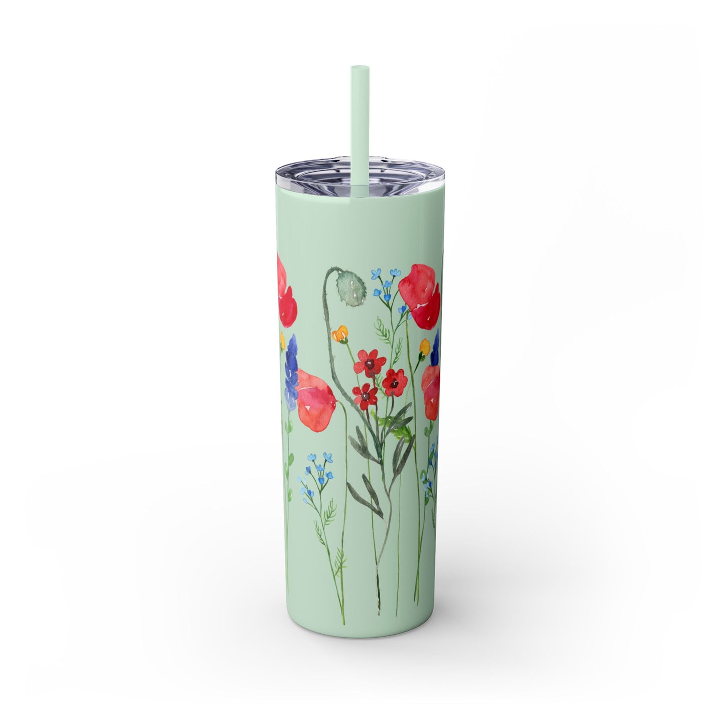 Wildflower Skinny Tumbler with Straw, 20oz