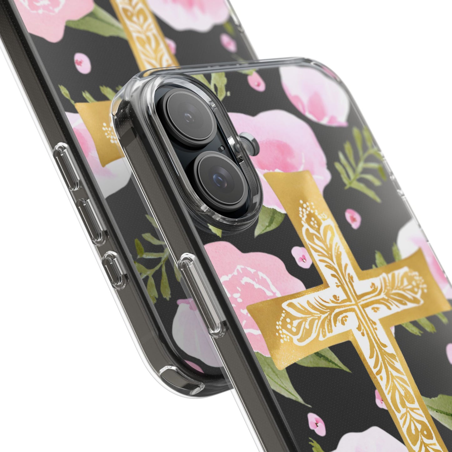 Gold Cross Clear Phone Case