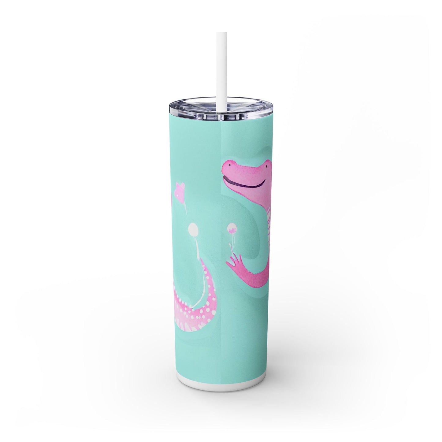 Happy Alligator Skinny Tumbler with Straw, 20oz